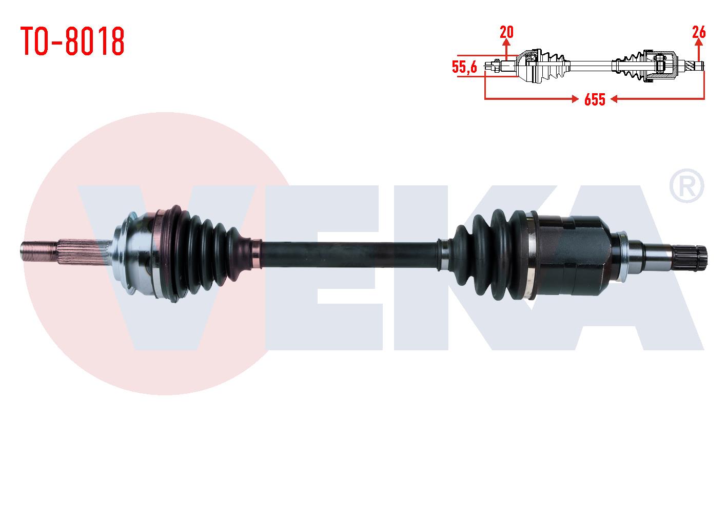 KOMPLE AKS SOL ON TOYOTA YARIS (P9) 1.4 D-4D M-T UZUNLUK 655mm 2006-2010