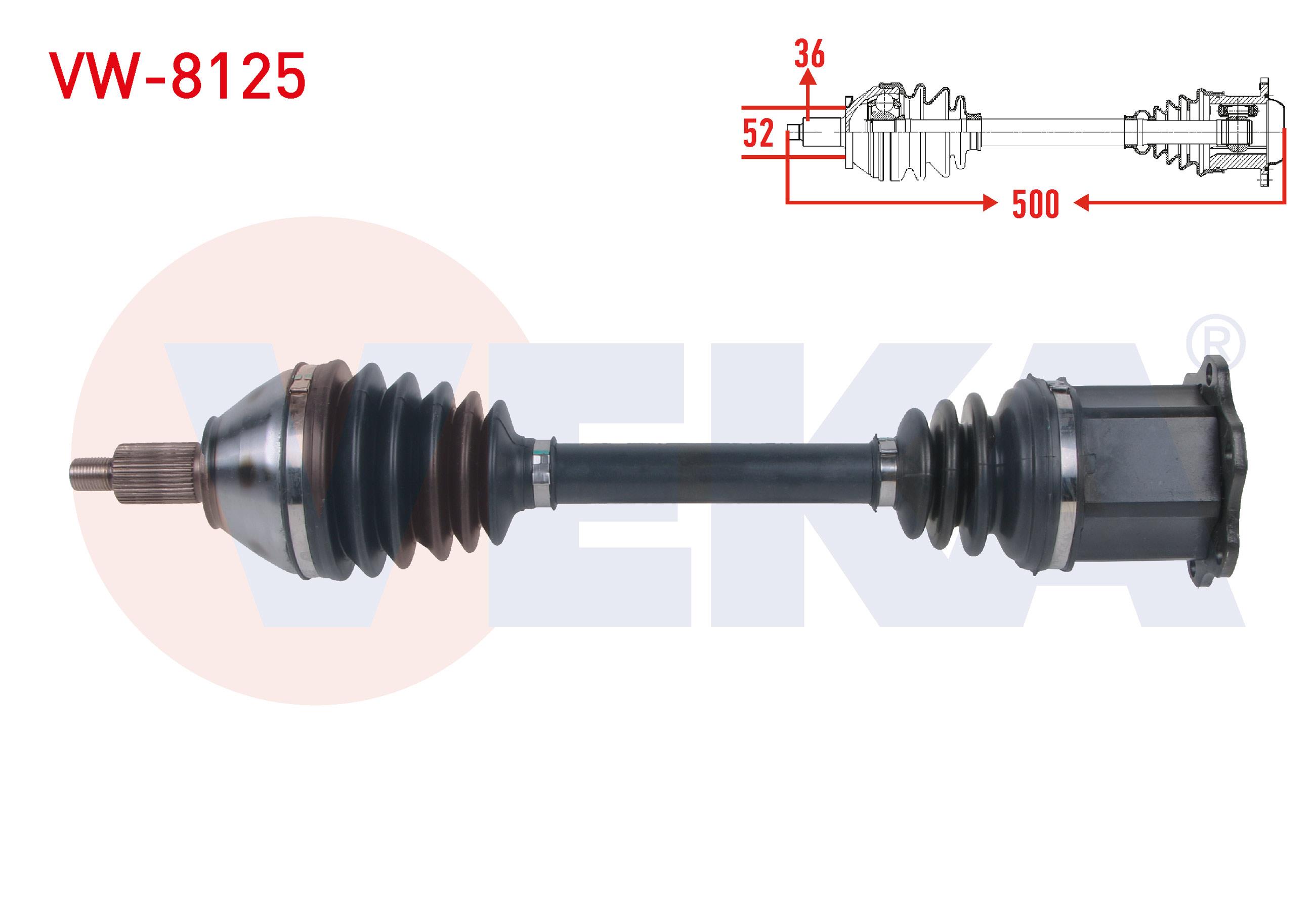 KOMPLE AKS SOL ON UZUNLUK 500mm VOLKSWAGEN POLO (AW1) 1.0 TSI DSG 2017-/ SEAT IBIZA V (KJ1) 1.0 TSI DSG 2017- / SKODA KAMIQ (NW4) 1.0 TSI DSG 2019-