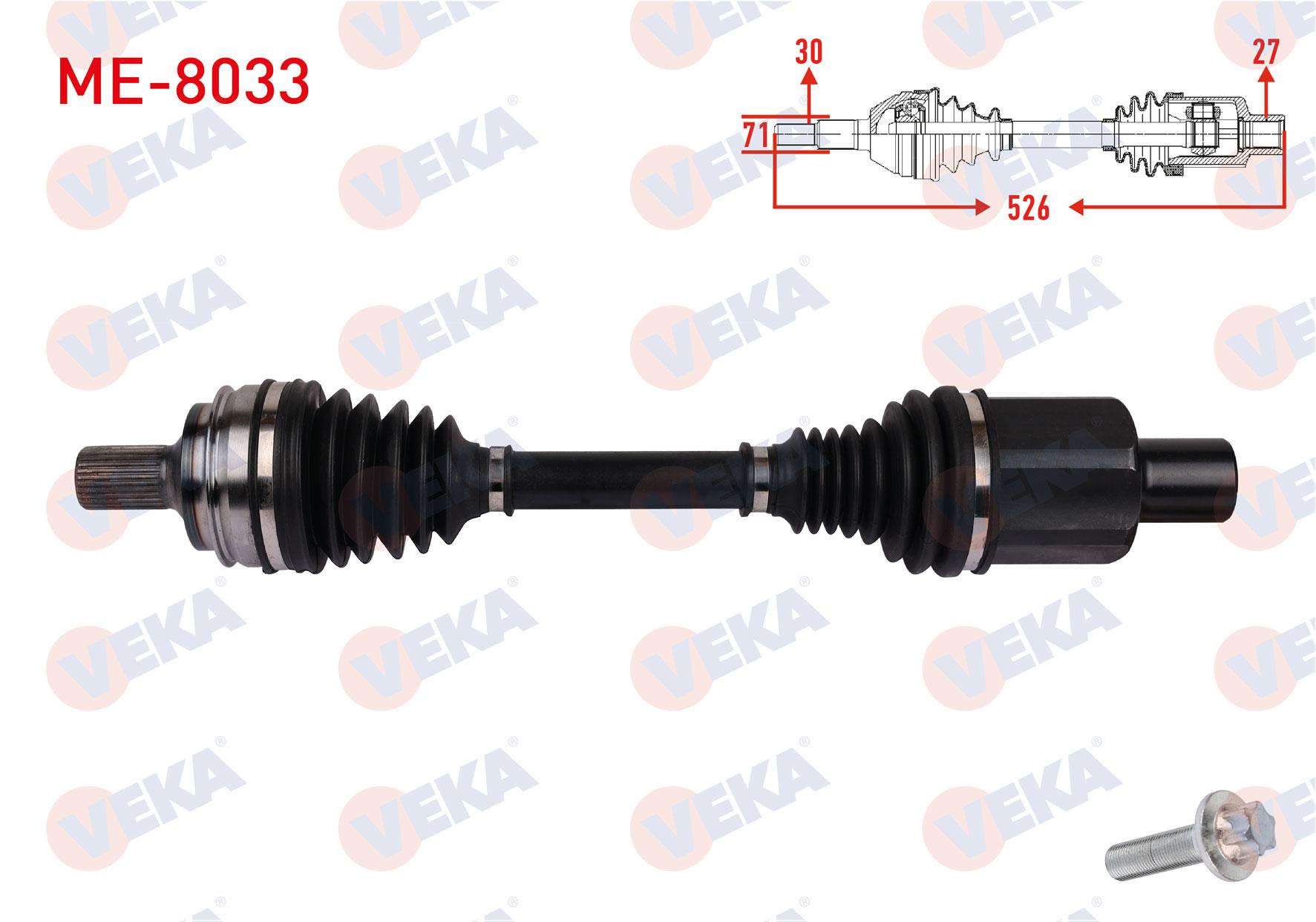 KOMPLE AKS SOL ON UZUNLUK 526mm MERCEDES C-SERISI (W205) C200 C220 C250 C400 4-MATIC 2014-
