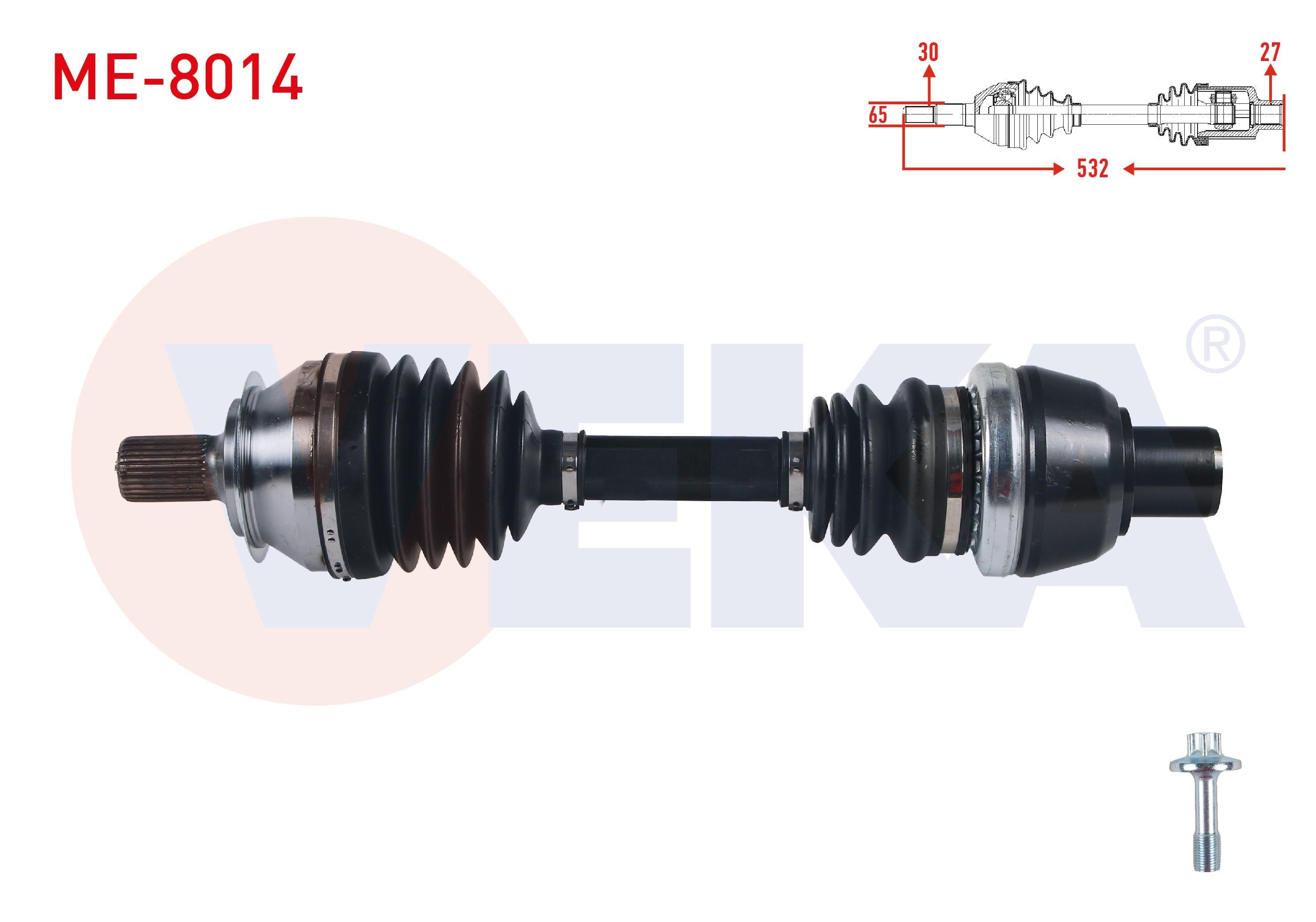 KOMPLE AKS SOL ON UZUNLUK 532mm MERCEDES A SERISI (W176) A80 CDI - A200 CDI - A200 2012- / B SERISI (W246) B180 - B180 CDI -B200 2011- / CLA COUPE (C117) CLA180 CDI - CLA 200 2013-