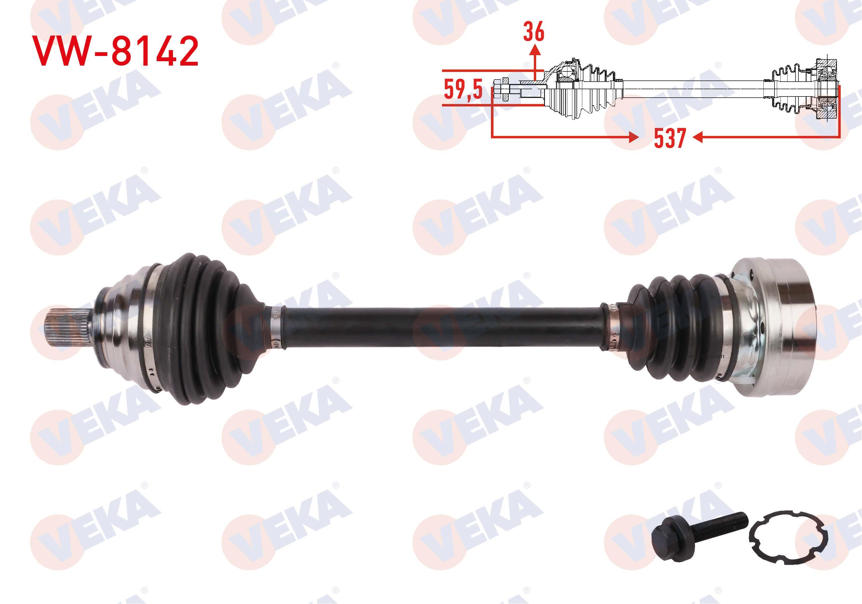 KOMPLE AKS SOL ON UZUNLUK 537mm VOLKSWAGEN JETTA IV 1.2 TSI 6MT 2014-2017 / BEETLE 1.2 TSI 6MT 2011-2019