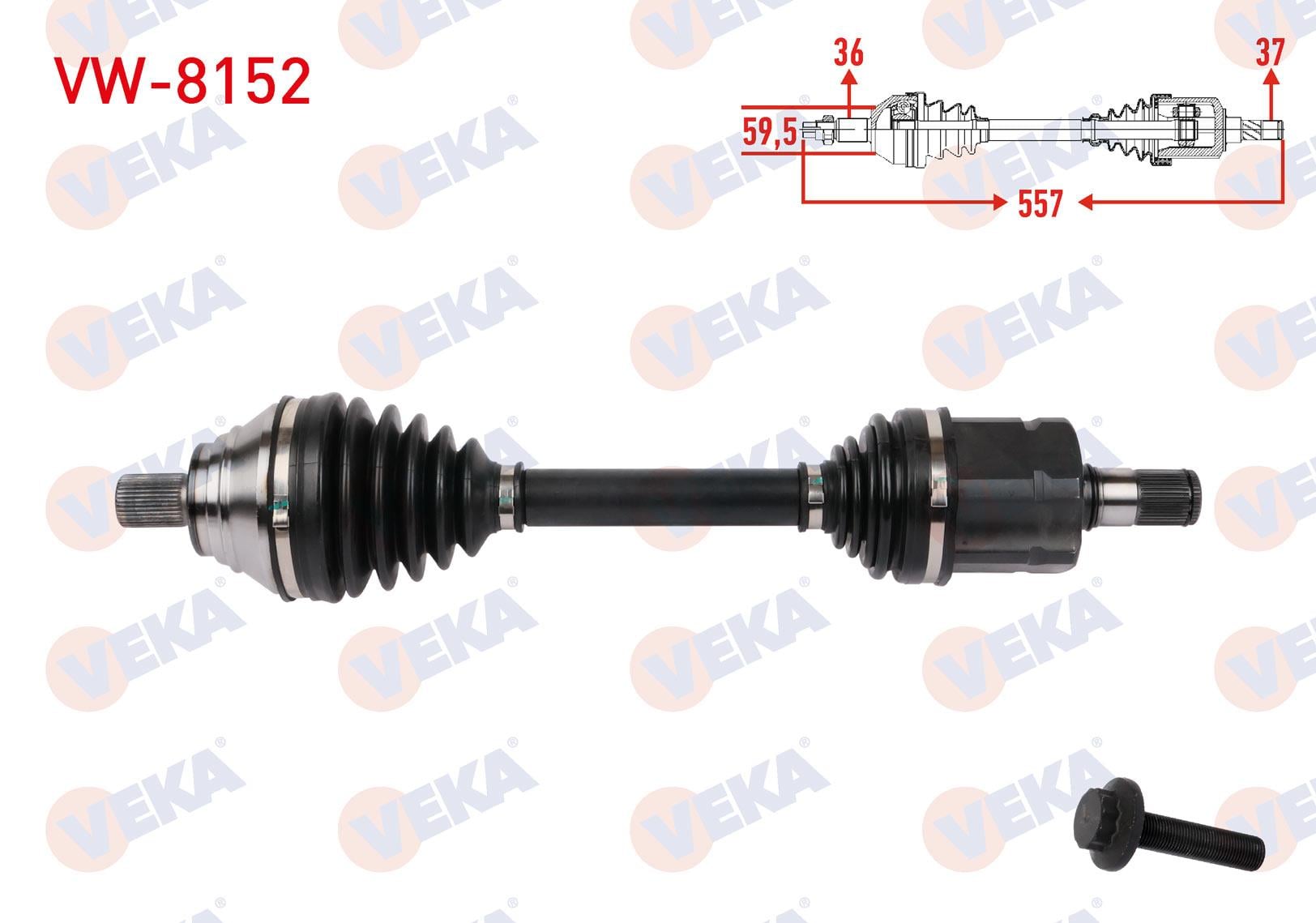 KOMPLE AKS SOL ON UZUNLUK 557mm VOLKSWAGEN TIGUAN (5N_) 2.0 TDI 6 VITES A-T 4 MOTION 2007-2016