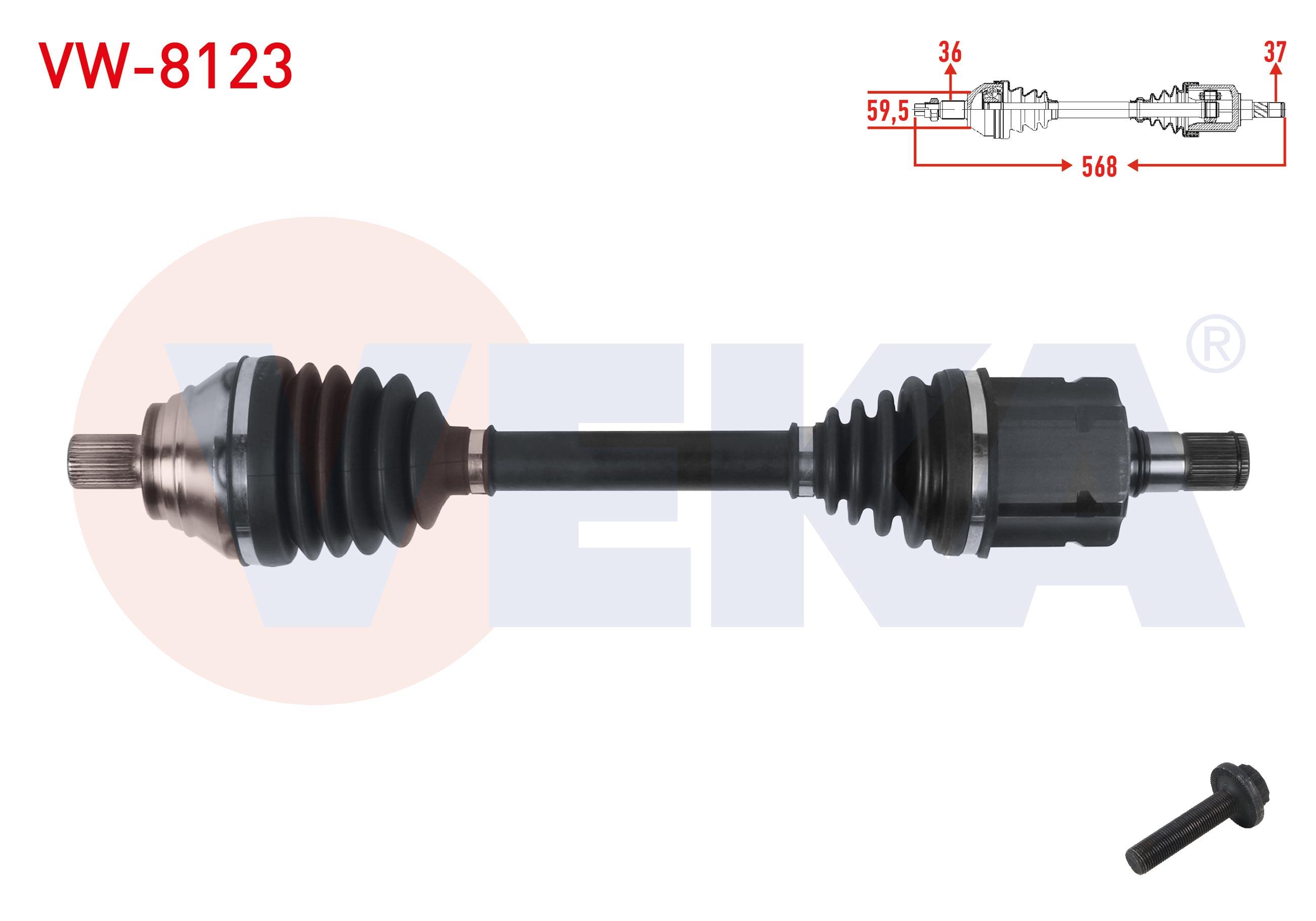KOMPLE AKS SOL ON UZUNLUK 568mm VOLKSWAGEN PASSAT (3G2) 2014- CADDY V (SK) 2021- TIGUAN (AD1) 2016 - ARTEON (3H7) 2.0 TSI A-T 2017- / AUDI Q3 (F3B) 2.0 TDI A-T 2018- / AUDI Q3 (F3B) 2.0 TDI A-T 2018-