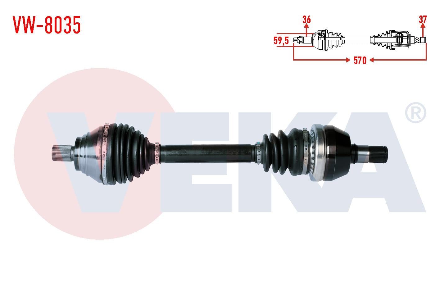 KOMPLE AKS SOL ON UZUNLUK 570mm VOLKSWAGEN TIGUAN (AD1) 1.5 TSI A-T 2018-/ ARTEON 1.5 TSI 2017-/ SEAT TARRACO 1.5 TSUD 2018-/ SKODA KODIAQ 1.5 TSI A-T 2018-