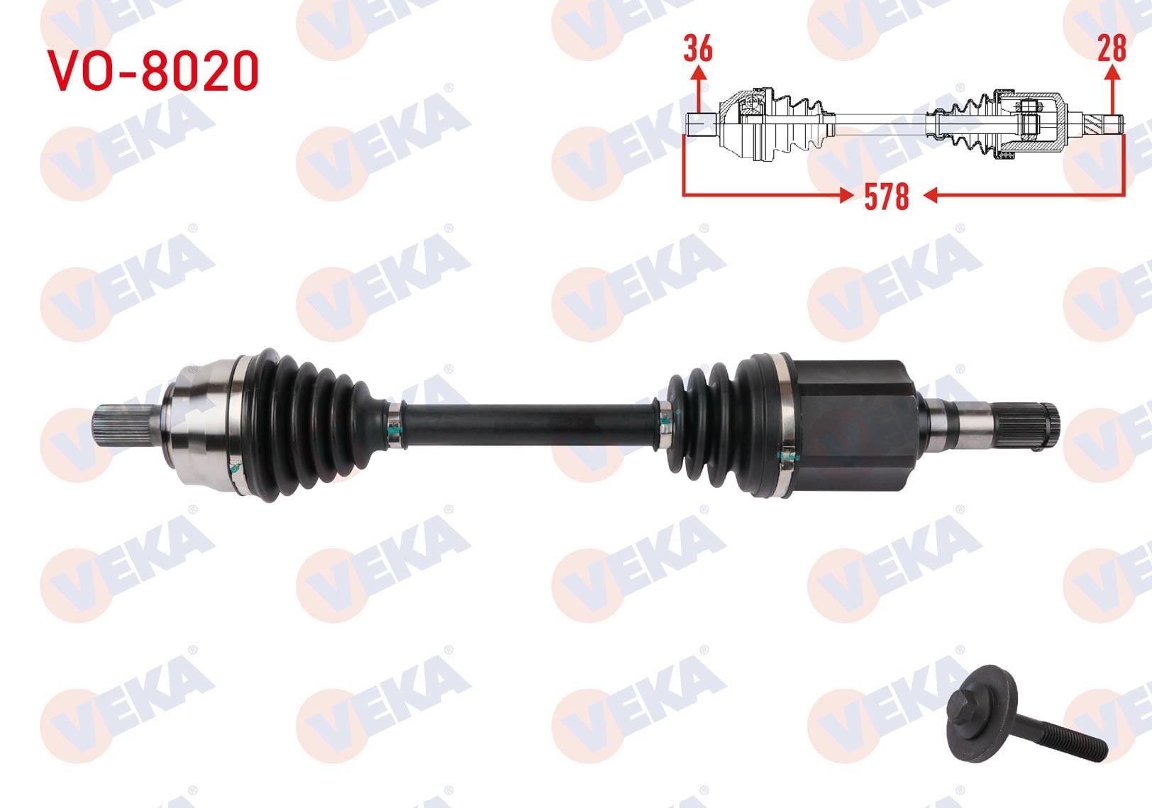 KOMPLE AKS SOL ON UZUNLUK 578mm VOLVO V40 COUNTRY T4 1.6 DIZEL BENZINLI A-T 2014-