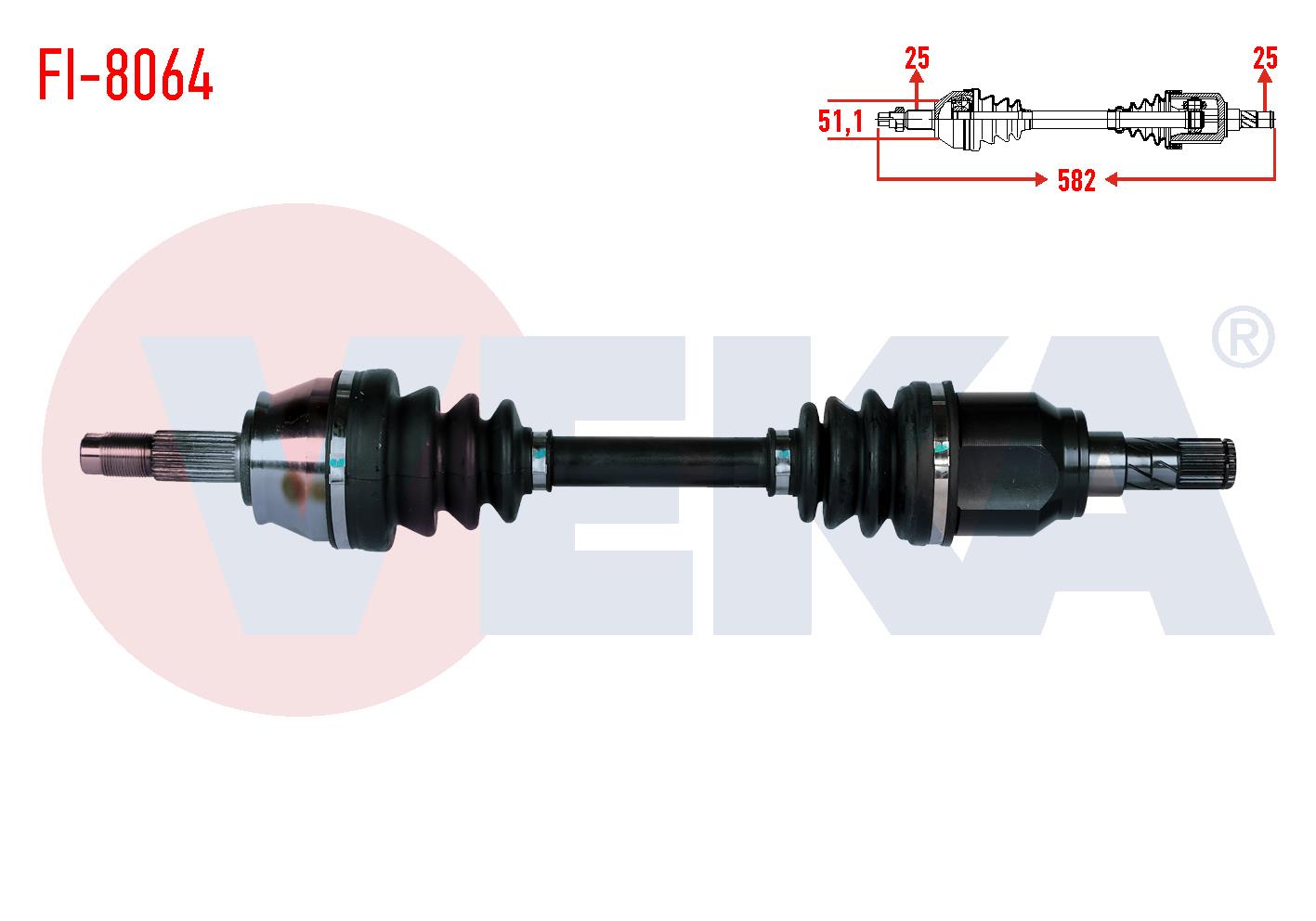 KOMPLE AKS SOL ON UZUNLUK 582mm FIAT LINEA  1.6 MJT 2007- / GRANDE PUNTO 1.3 MJT EURO 4 2005-2012