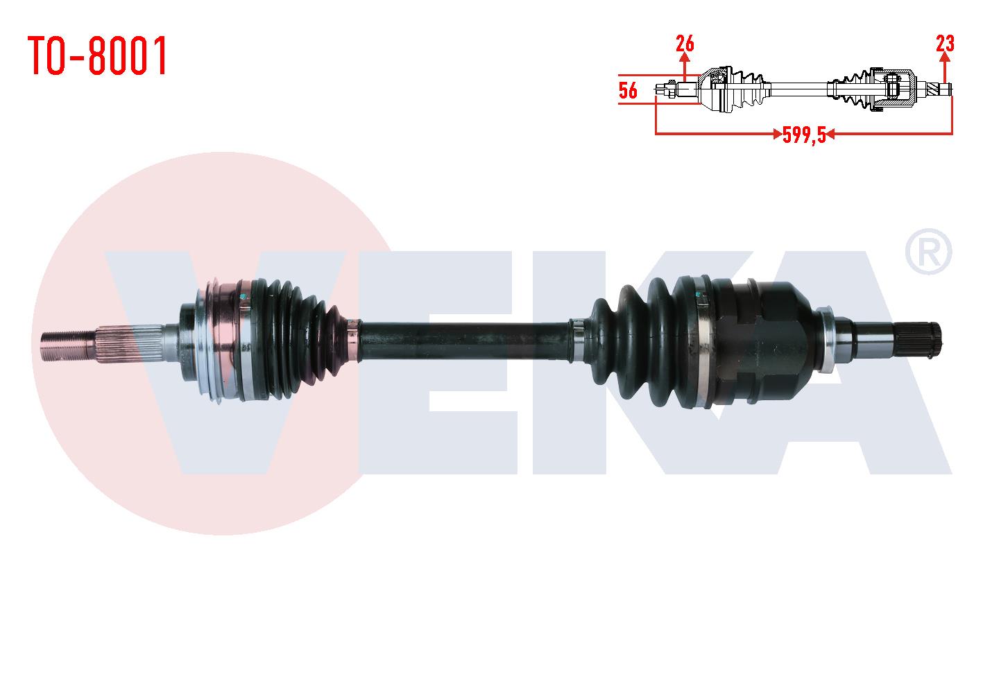 KOMPLE AKS SOL ON UZUNLUK 599,5mm TOYOTA COROLLA (_E10_) 1.6i 1992-1997 / COROLLA (_E11_) 1.6i 16v 1997-2002