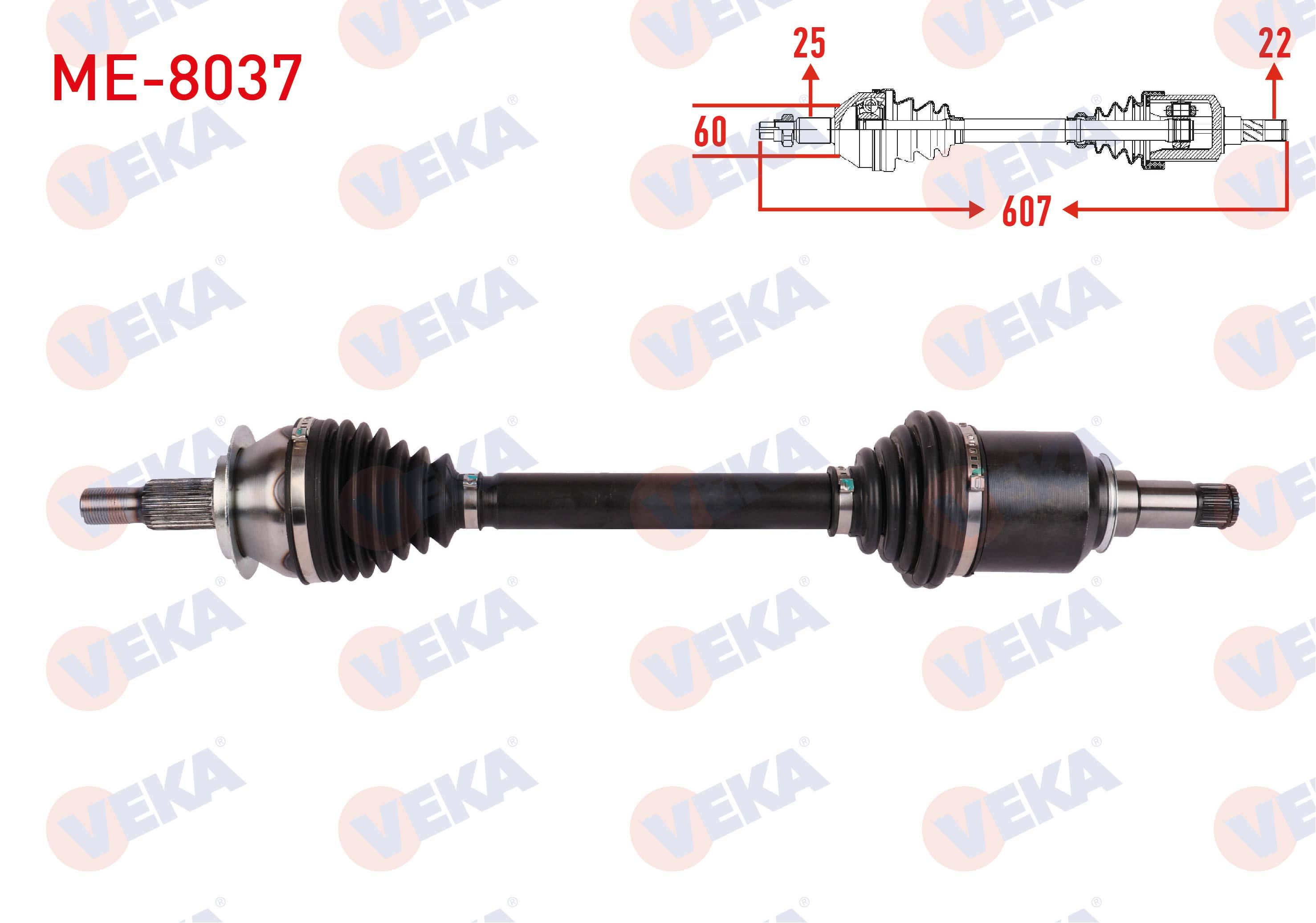 KOMPLE AKS SOL ON UZUNLUK 607mm MERCEDES A SERISI (W169) M-T 2004-2012 / B SERISI (W245) M-T 2005-2011