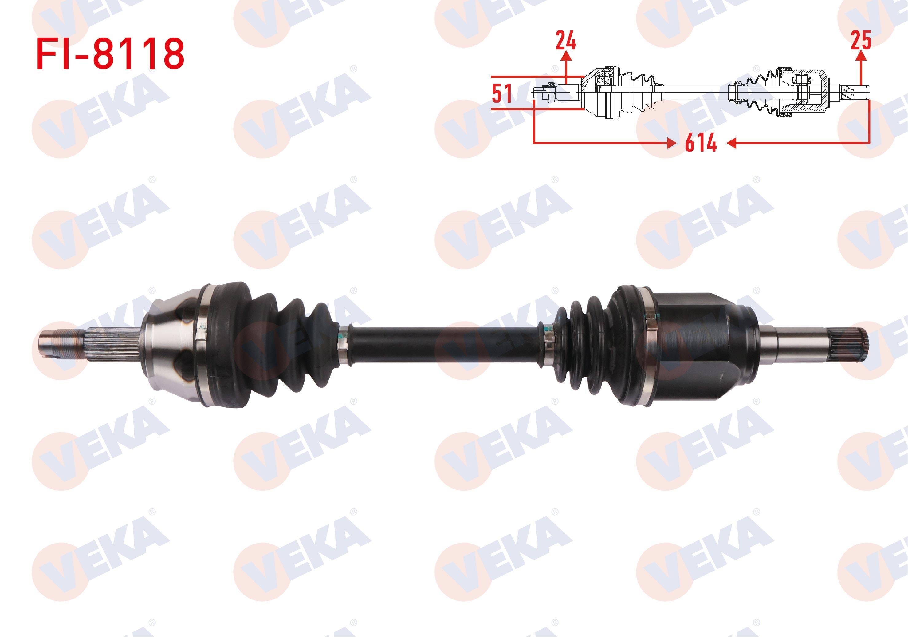 KOMPLE AKS SOL ON UZUNLUK 614mm FIAT LINEA / GRANDE PUNTO 1.4 T-JET 2007- / PUNTO EVO 1.4 M-T 2009-2012