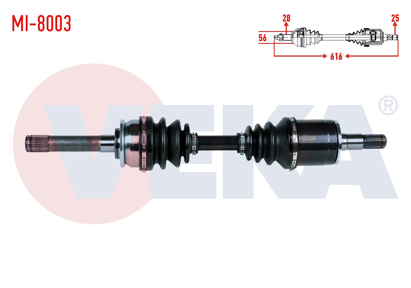 KOMPLE AKS SOL ON UZUNLUK 614mm MITSUBISHI L 200 (K7T,K6T) 2.5 TD 4X4 1996-2007/ PAJERO II (V3W,V2W,V4W) 2.5 TD 1990-1999