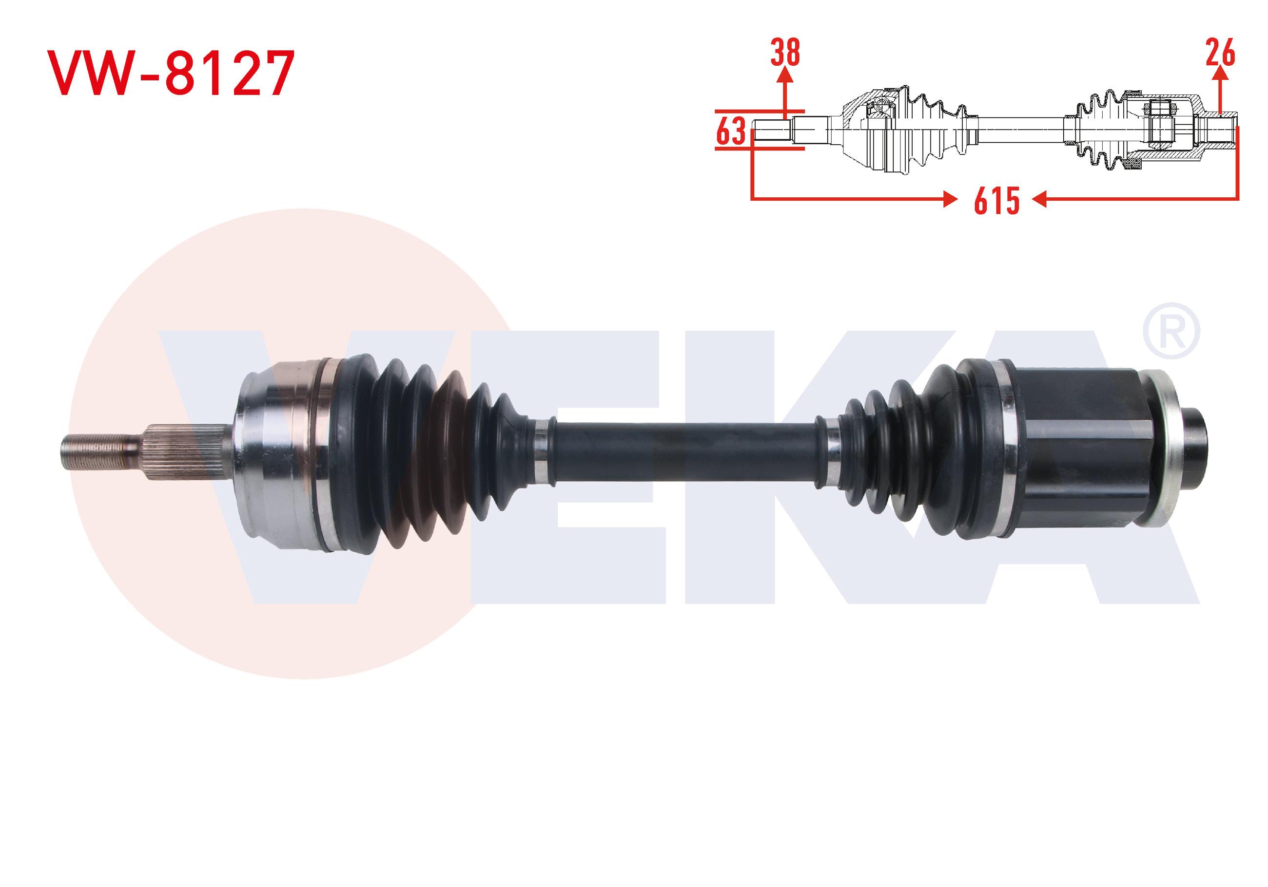 KOMPLE AKS SOL ON UZUNLUK 615mm VOLKSWAGEN TRANSPORTER V (7HA,7HH,7EA,7EH) 2.5 TDI A-T 2003-2011
