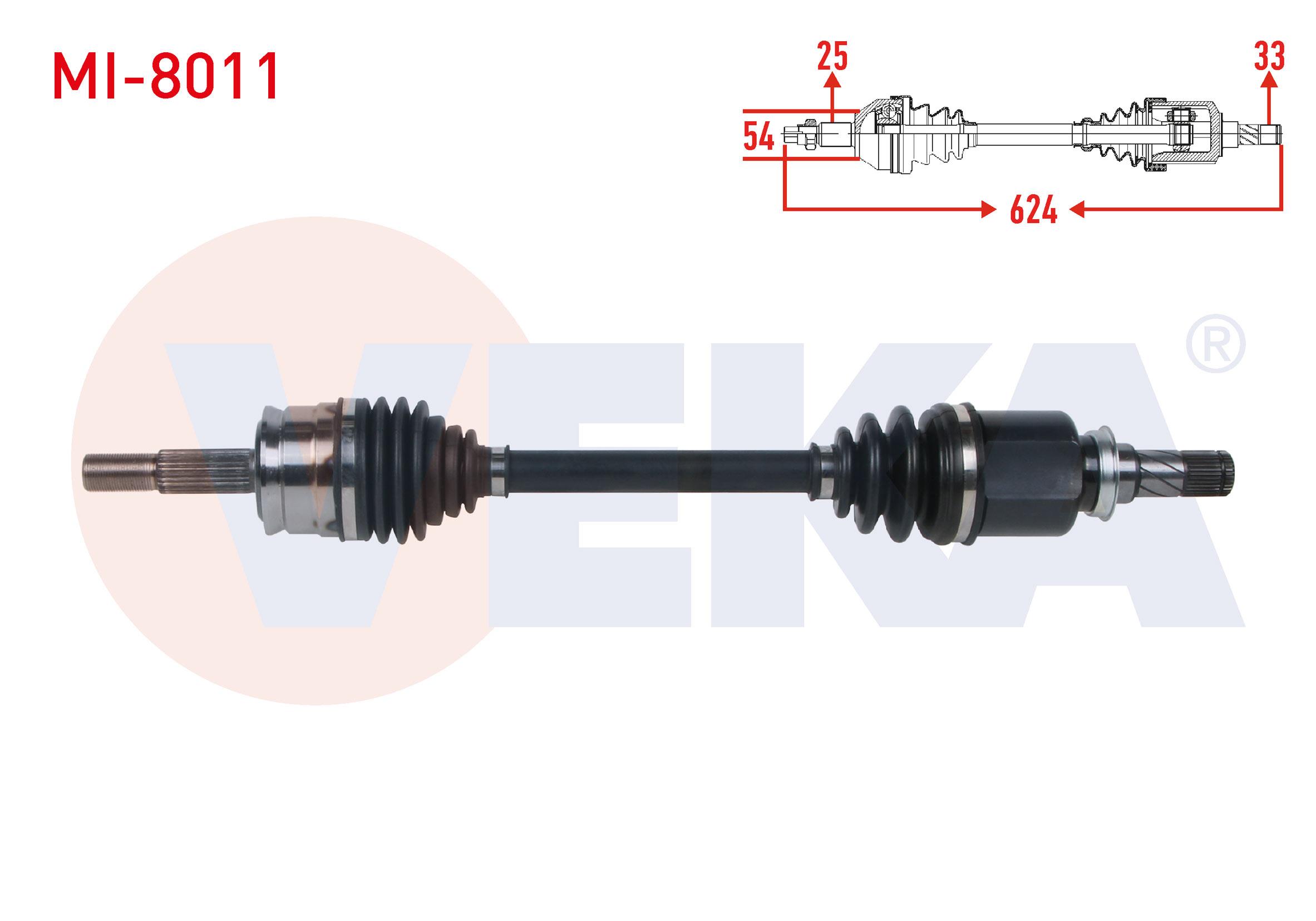KOMPLE AKS SOL ON UZUNLUK 624mm MITSUBISHI COLT VI 1.3 M-T 2002-2012 / SMART FORFOUR 1.1  2004-2006