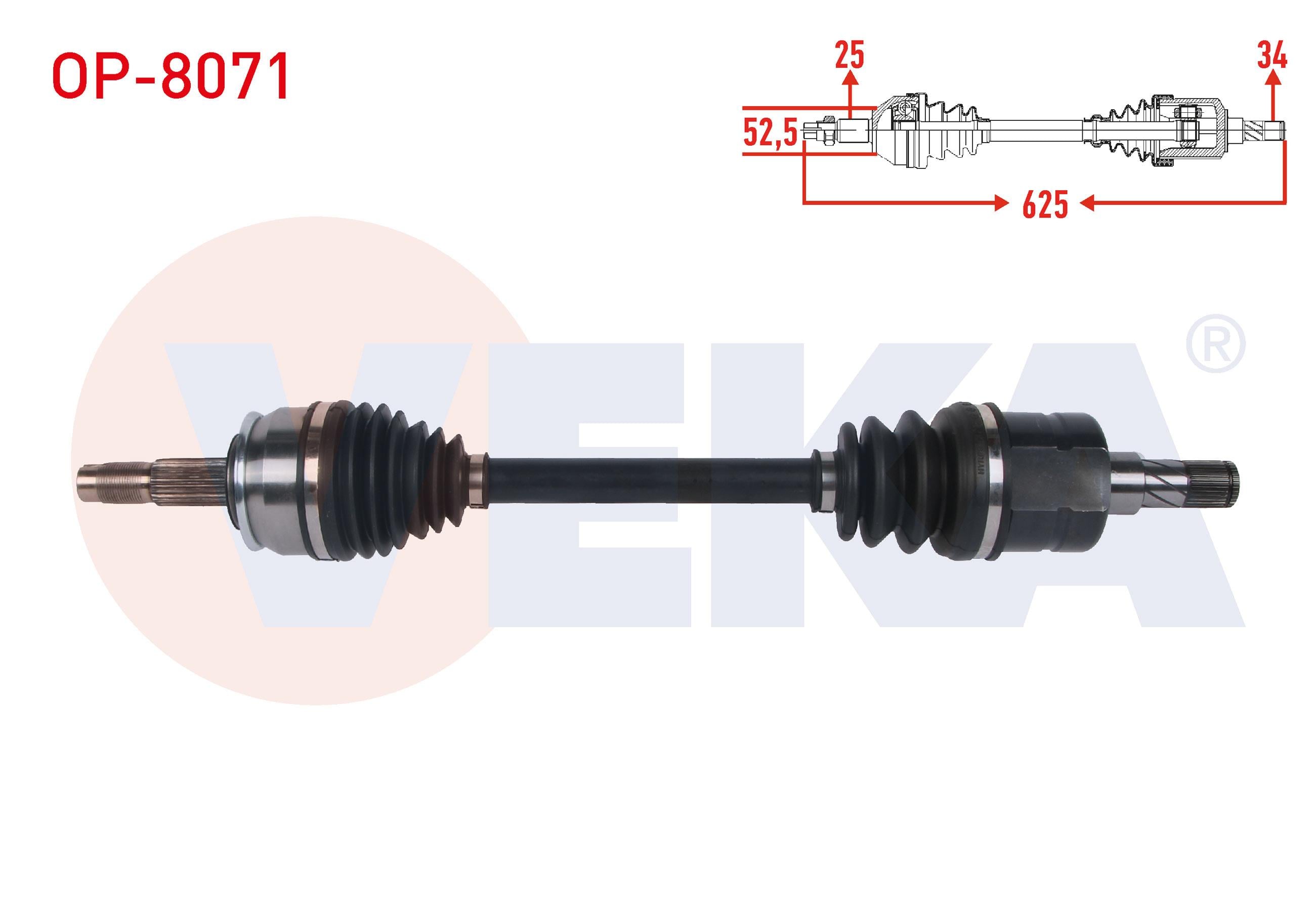 KOMPLE AKS SOL ON UZUNLUK 625mm OPEL MOKKA 1.6 M-T 2012- / CHEVROLET TRAX 1.6 M-T 2012-