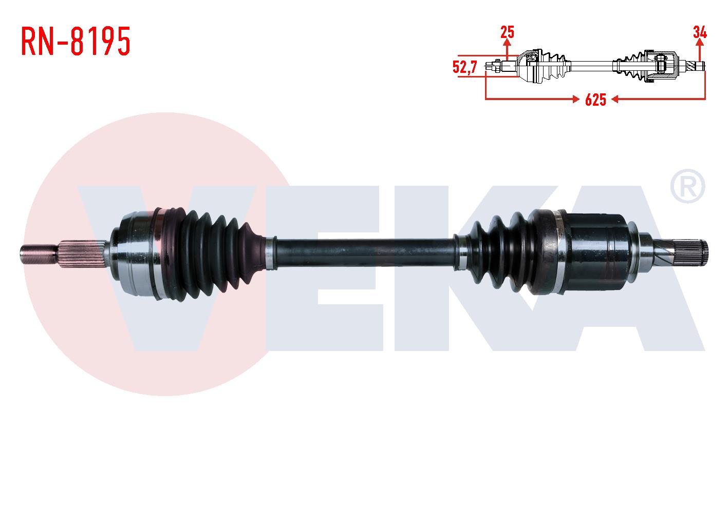 KOMPLE AKS SOL ON UZUNLUK 625mm RENAULT CAPTUR 1.2 - 1.5 DCI A-T 2013-