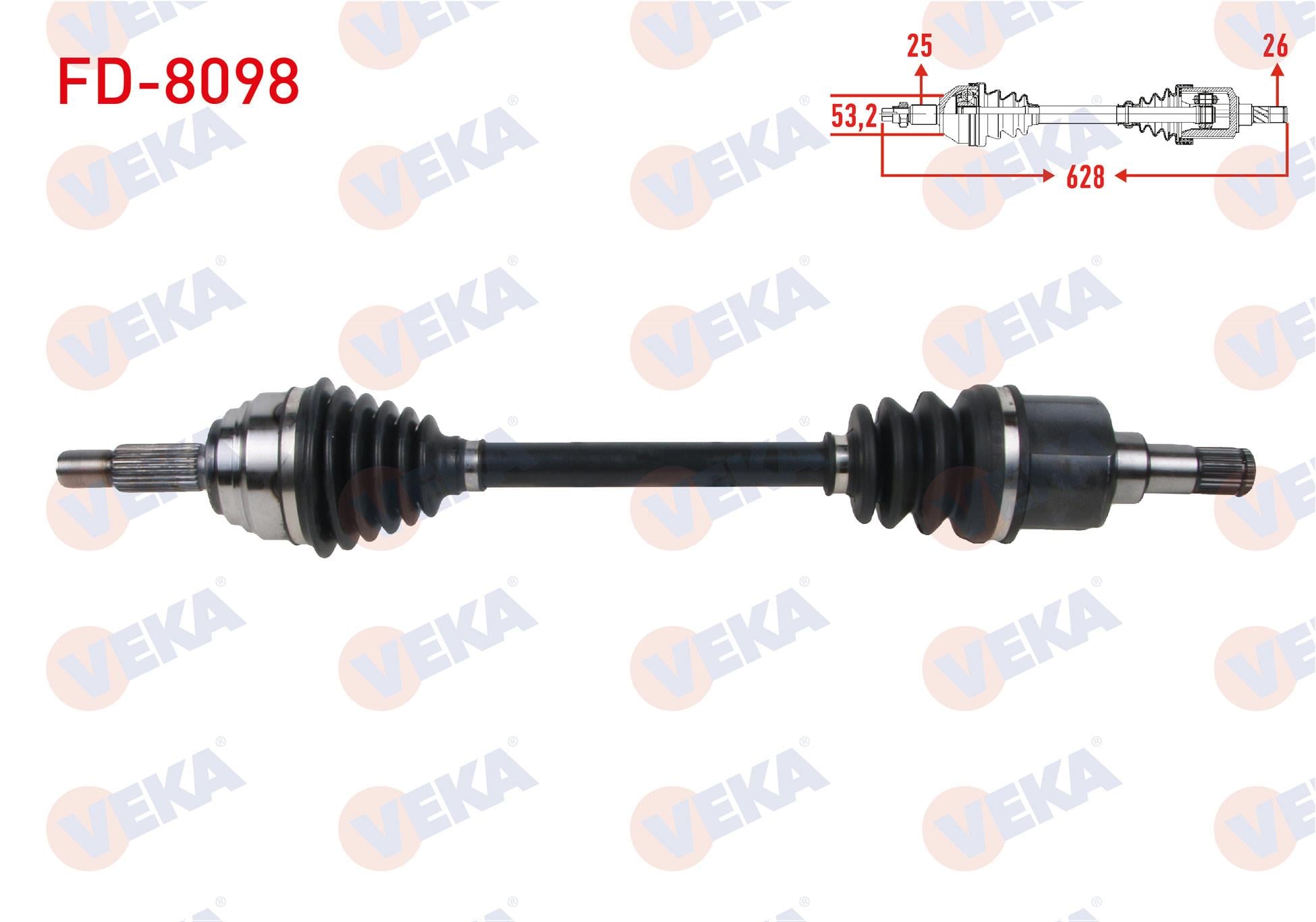 KOMPLE AKS SOL ON UZUNLUK 628mm FORD FIESTA VII 1.5 TDCI 2017-
