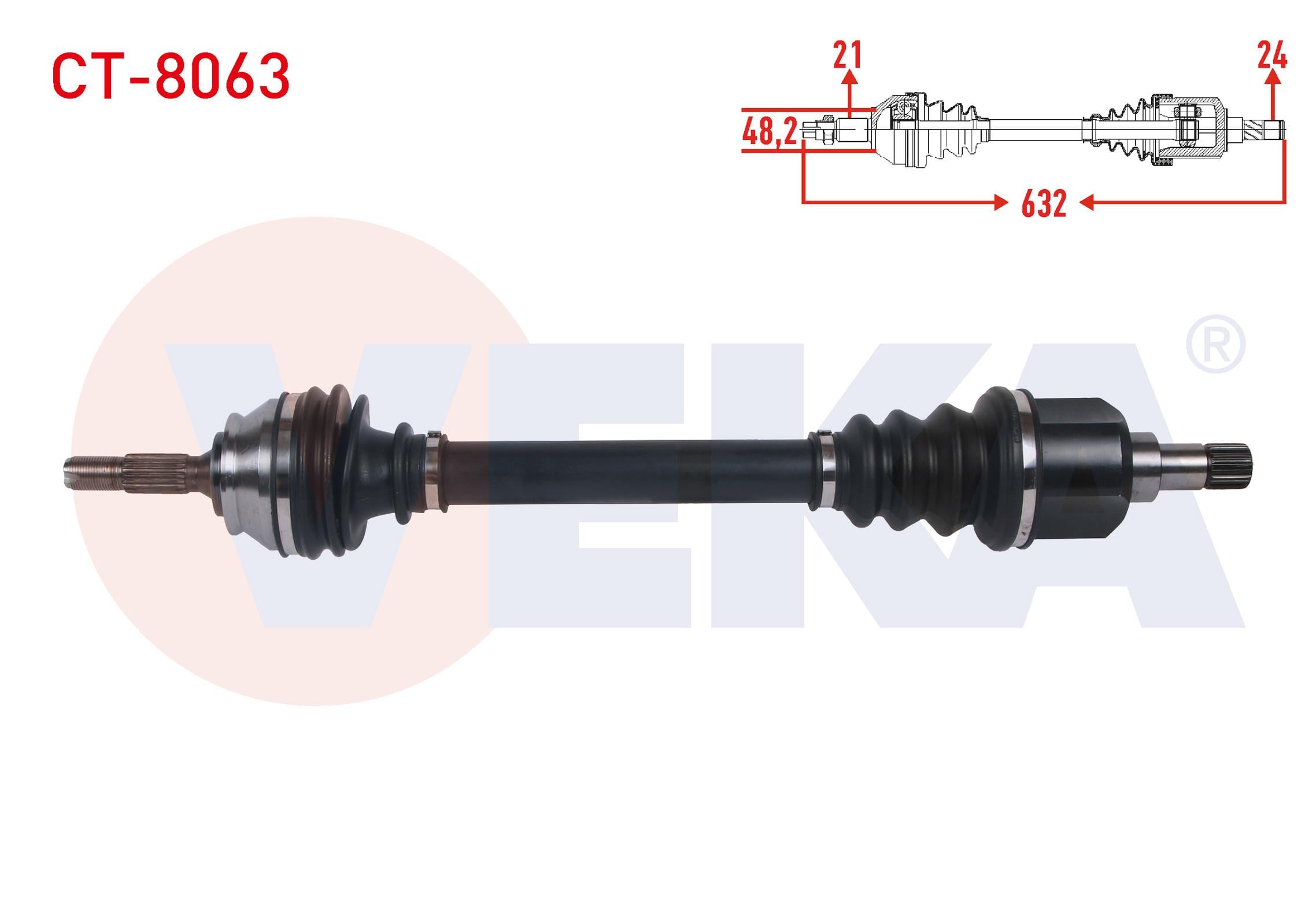 KOMPLE AKS SOL ON UZUNLUK 632mm CITROEN C4 CACTUS 1.2 THP A-T  / 1.6 Blue HDI A-T 2014-