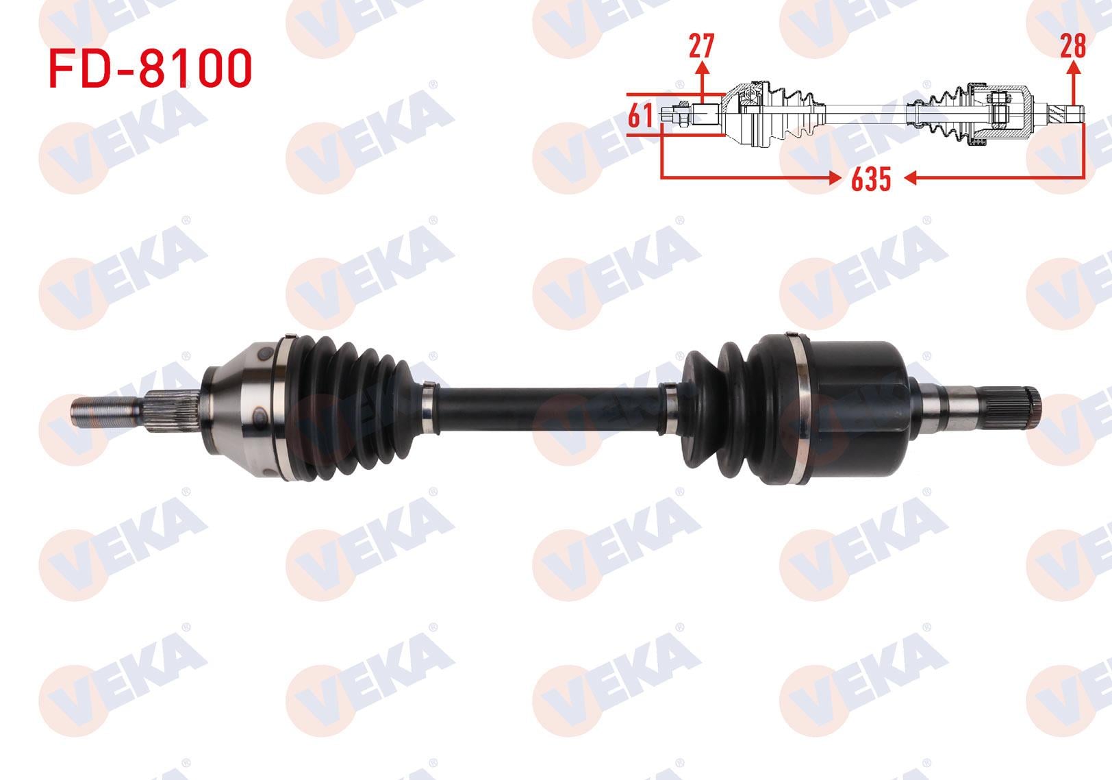KOMPLE AKS SOL ON UZUNLUK 635mm FORD TRANSIT CONNECT 1.5 TDCI 6AT 2013- / TOURNEO CONNECT 1.5 TDCI 6AT 2013-