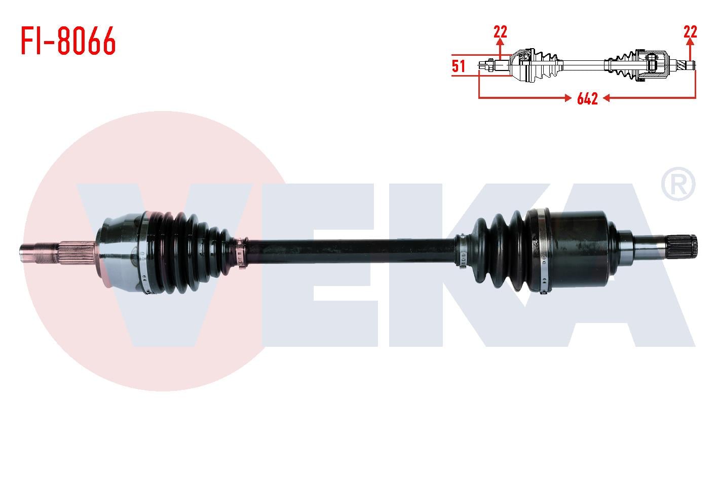 KOMPLE AKS SOL ON UZUNLUK 642mm FIAT LINEA 1.4 2007-/ FIORINO 1.4i M-T 2007- / CITROEN NEMO 1.4i 2007- / PEUGEOT BIPPER 1.4i 2008-