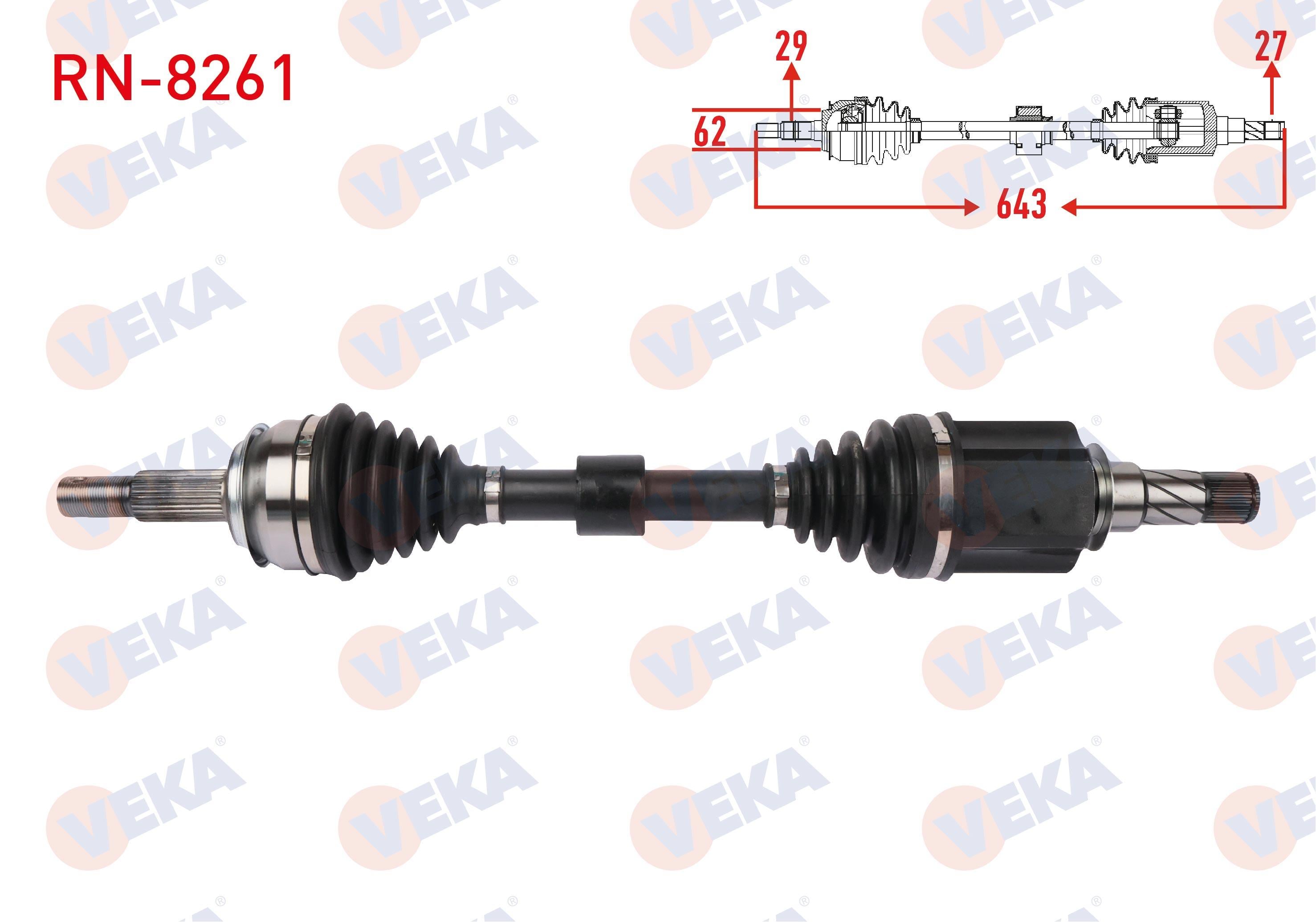 KOMPLE AKS SOL ON UZUNLUK 643mm (7 VITES CIFT KAVRAMA) RENAULT KADJAR 1.2 TCe, 1.3 TCe, 1.5 BlueDCI 2018- / NISSAN QASHQAI II 1.5 dCi, 1.3 DIG-T 2018-
