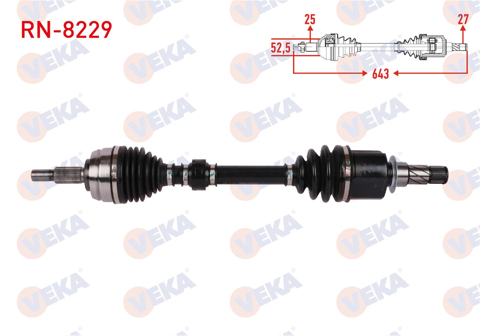 KOMPLE AKS SOL ON UZUNLUK 643mm RENAULT MEGANE IV 1.3 Tce - 1.5 Blue dCi (EURO 6) 7 A-T (SNZ-DW5) 2016-