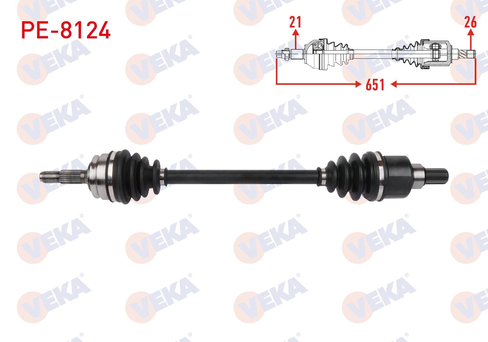 KOMPLE AKS SOL ON UZUNLUK 651mm PEUGEOT 301 1.6 VTi A-T 2012-2017 / CITROEN C-ELYSEE 1.6 VTi A-T 2012-