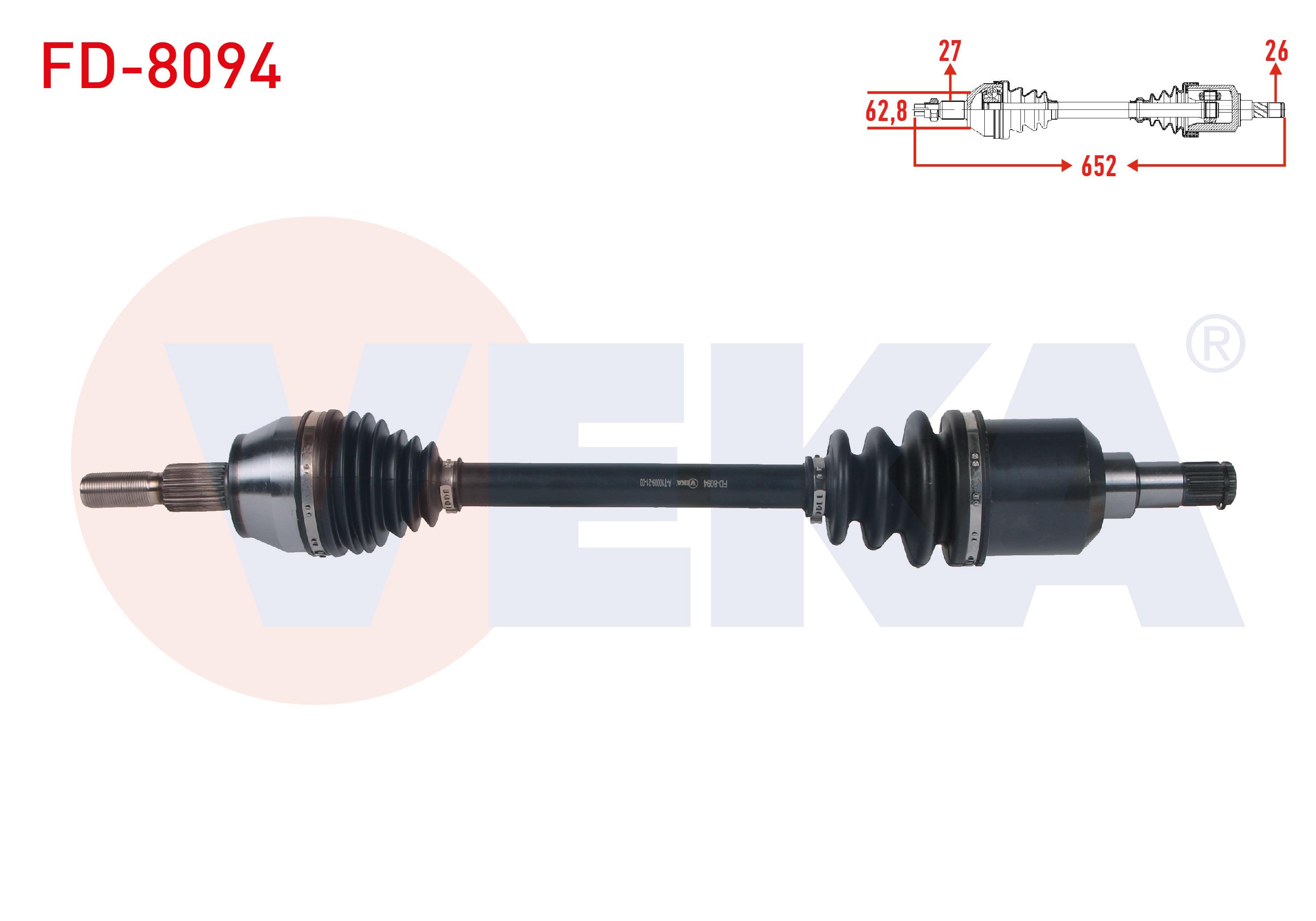 KOMPLE AKS SOL ON UZUNLUK 652mm FORD TRANSIT CONNECT 1.6 TDCI 5 M-T DV6 2013- / TOURNEO CONNECT 1.6 TDCI 5 M-T V408 DV6 2013-