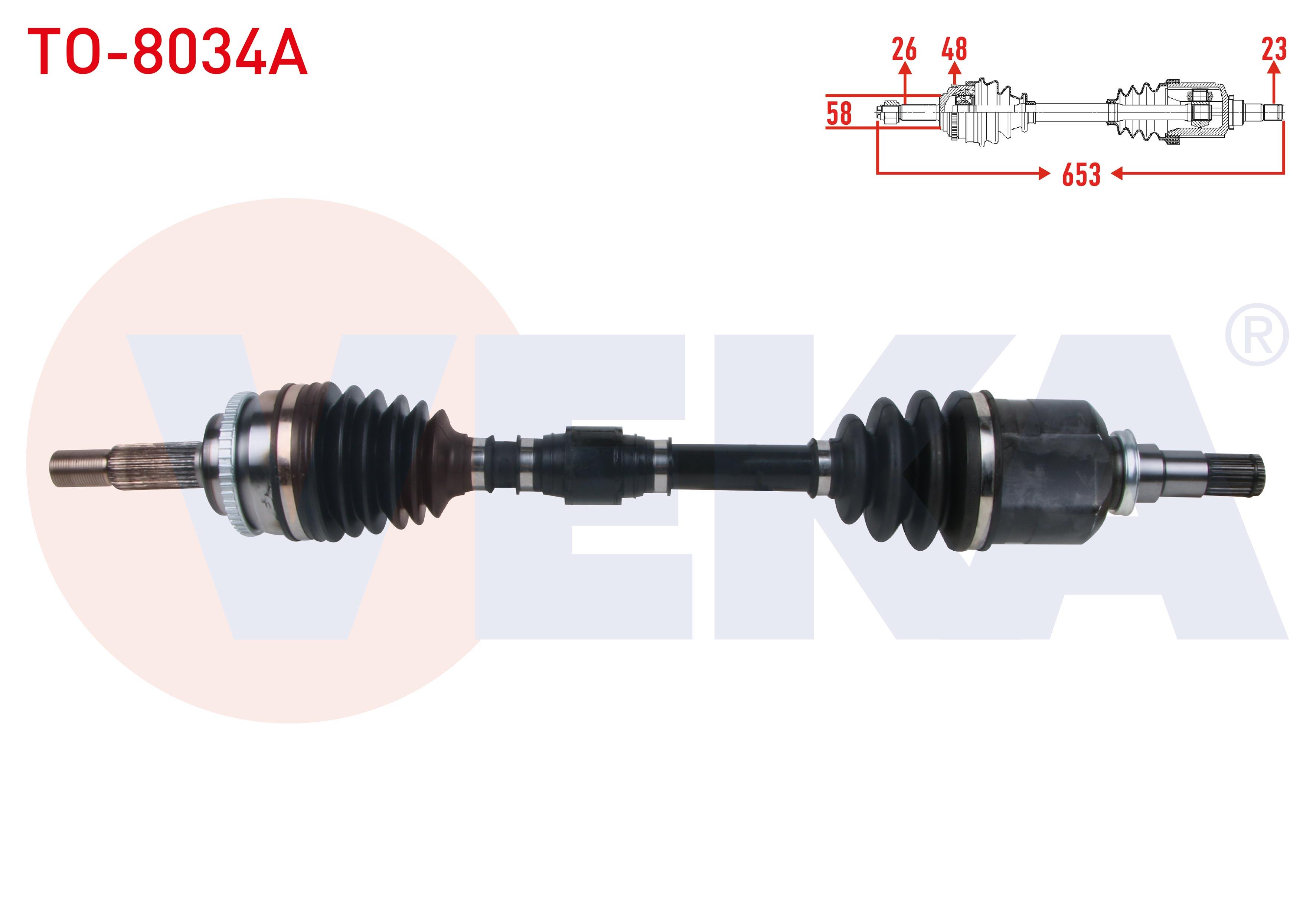 KOMPLE AKS SOL ON UZUNLUK 653mm ABSLI 48 DIS TOYOTA AVENSIS 1.6 VVT-I 2000-2008