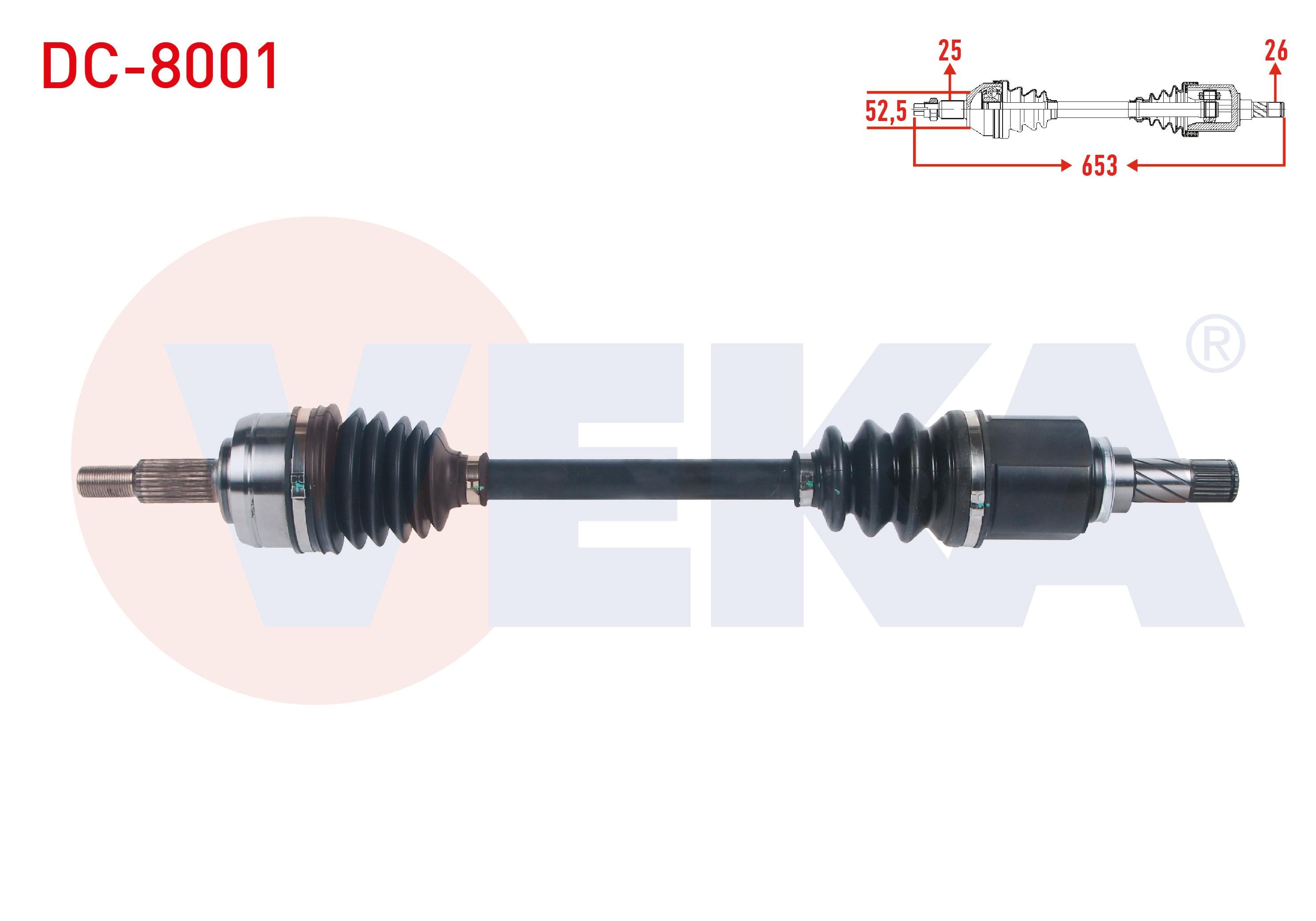 KOMPLE AKS SOL ON UZUNLUK 653mm DACIA DOKKER 1.5 DCI - 1.6i 6 VITES 2012- / LODGY 1.5 DCI 6 VITES 2012-