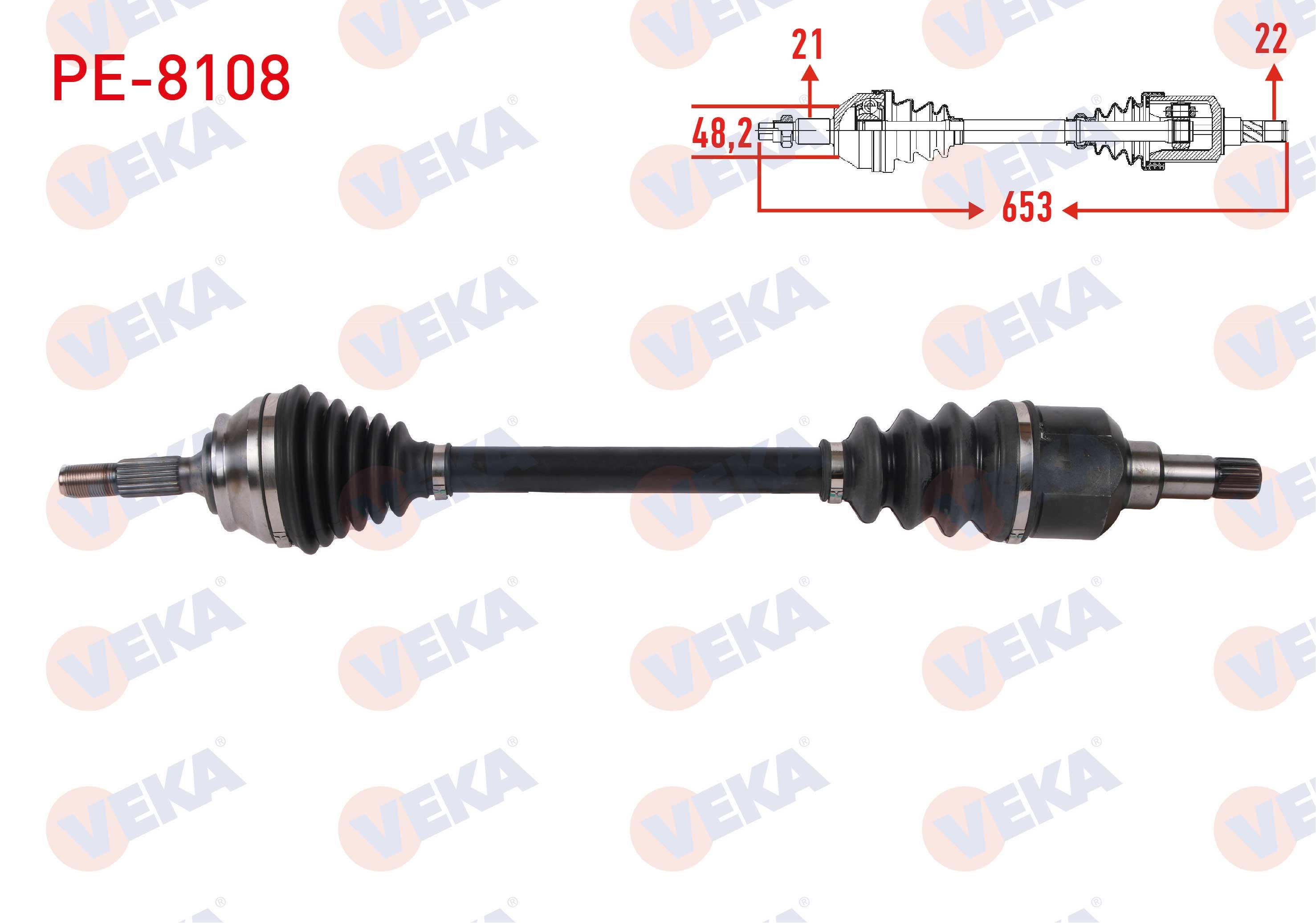 KOMPLE AKS SOL ON UZUNLUK 653mm PEUGEOT 2008 I 1.2 M-T 2005-/ CITROEN C3 III 1.2 M-T 2016-/ C4 CACTUS 1.2 M-T 2014-