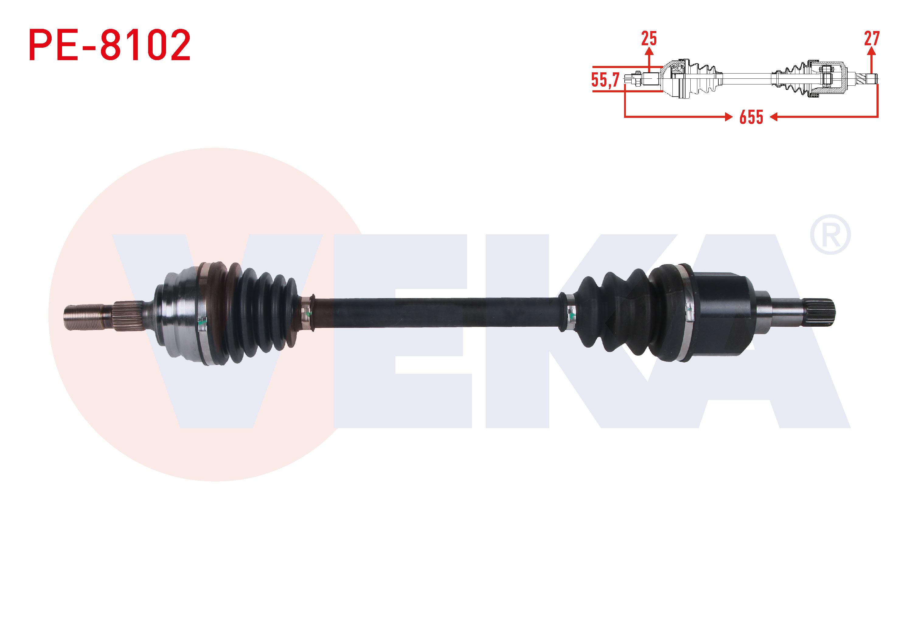 KOMPLE AKS SOL ON UZUNLUK 655mm PEUGEOT 208 II 1.2 M-T 6 VITES 2019-/ OPEL CORSA F 1.2 - 1.5 D M-T 6 VITES 2019-