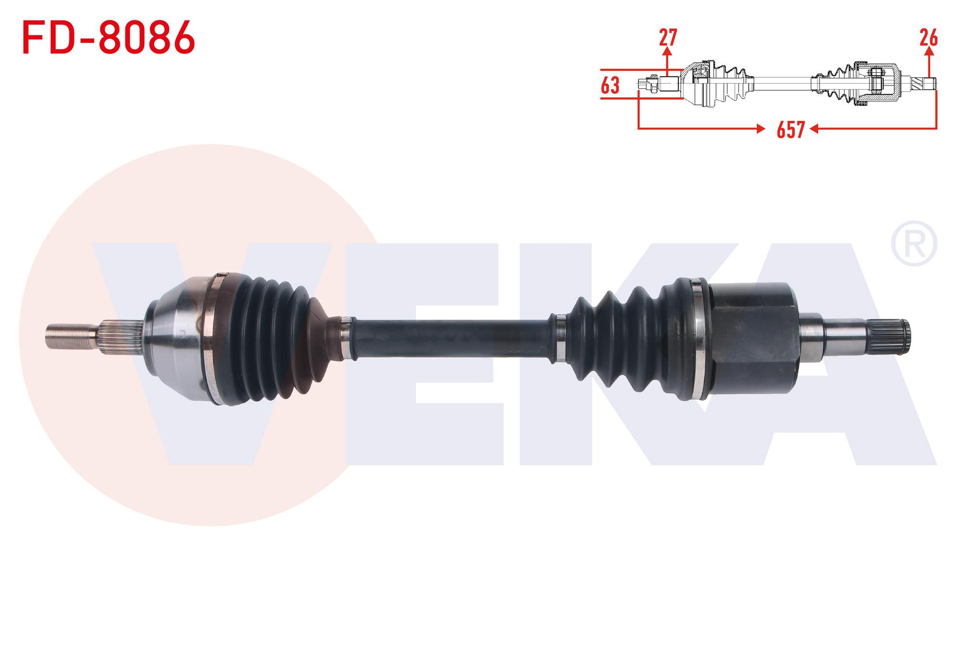 KOMPLE AKS SOL ON UZUNLUK 657mm FORD KUGA I 2.0 TDCI A-T/M-T 4X4 2008-2013