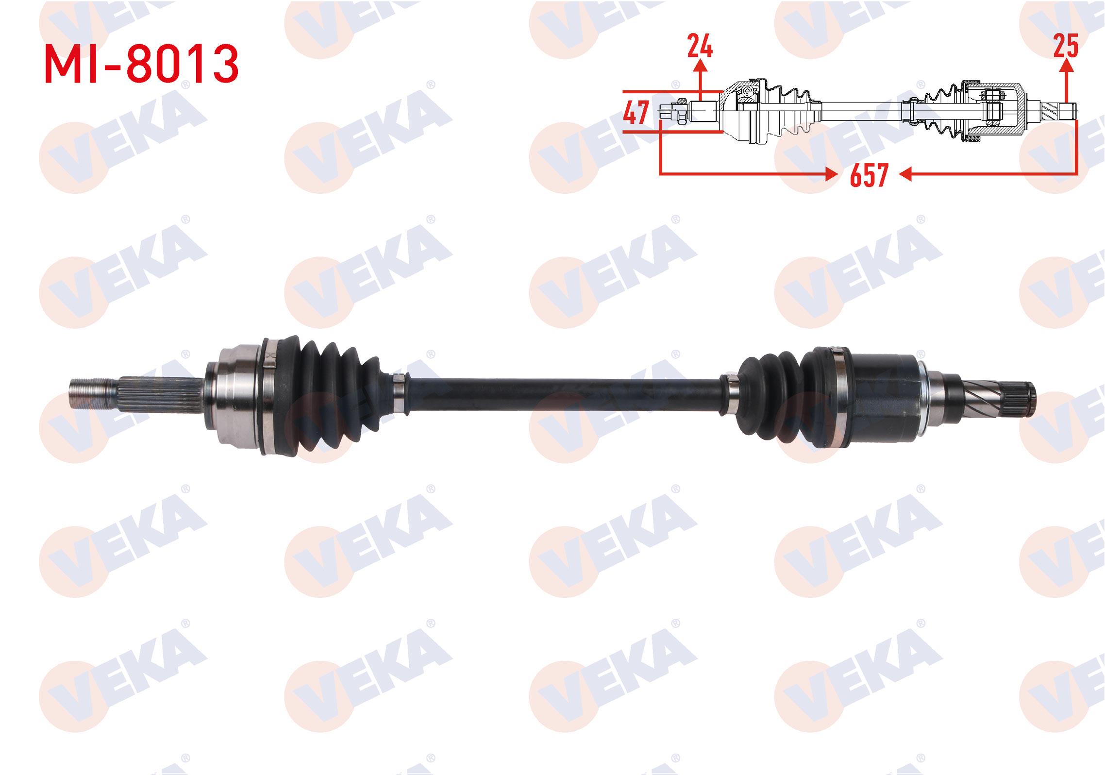KOMPLE AKS SOL ON UZUNLUK 657mm MITSUBISHI ATTRAGE 1.2 2013-/ SPACE STAR 1.2 2012-
