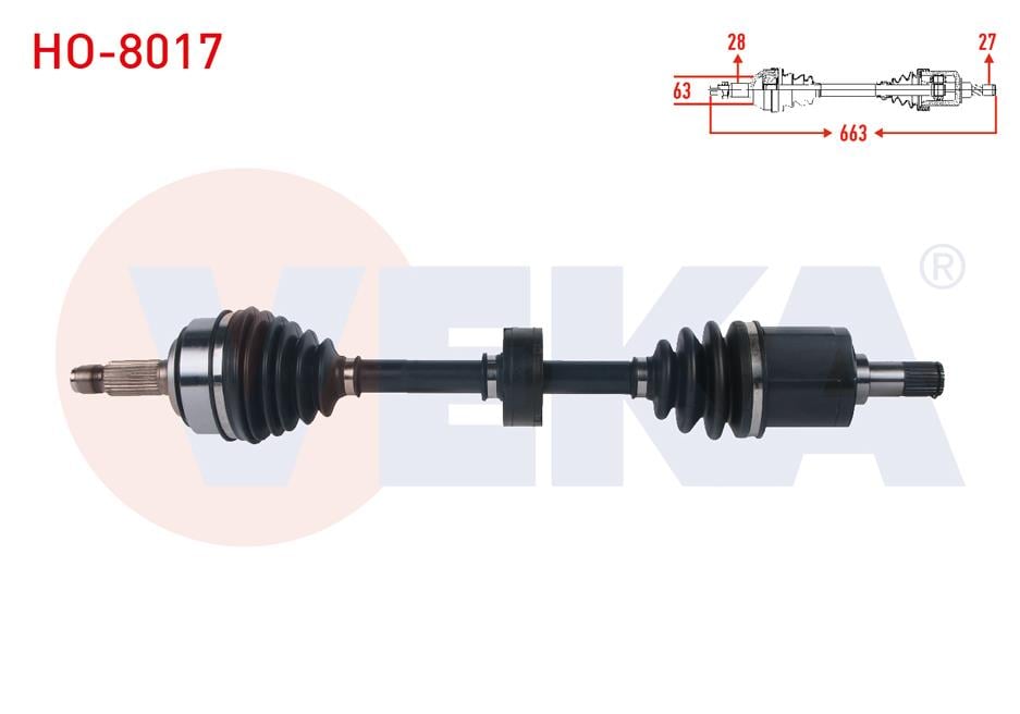 KOMPLE AKS SOL ON UZUNLUK 663mm HONDA CR-V II 2.0i A-T 2002-2006