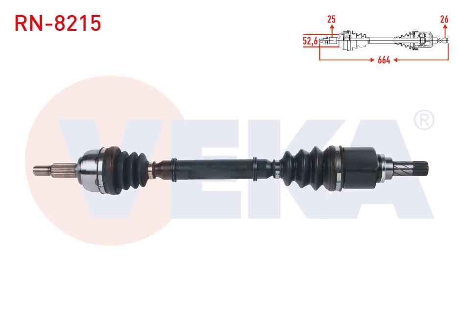 KOMPLE AKS SOL ON UZUNLUK 664mm RENAULT SCENIC II 1.6i 16v - 1.5 DCI M-T 2003-2009/ GRAND SCENIC II 1.6i 16v M-T 2004-2009