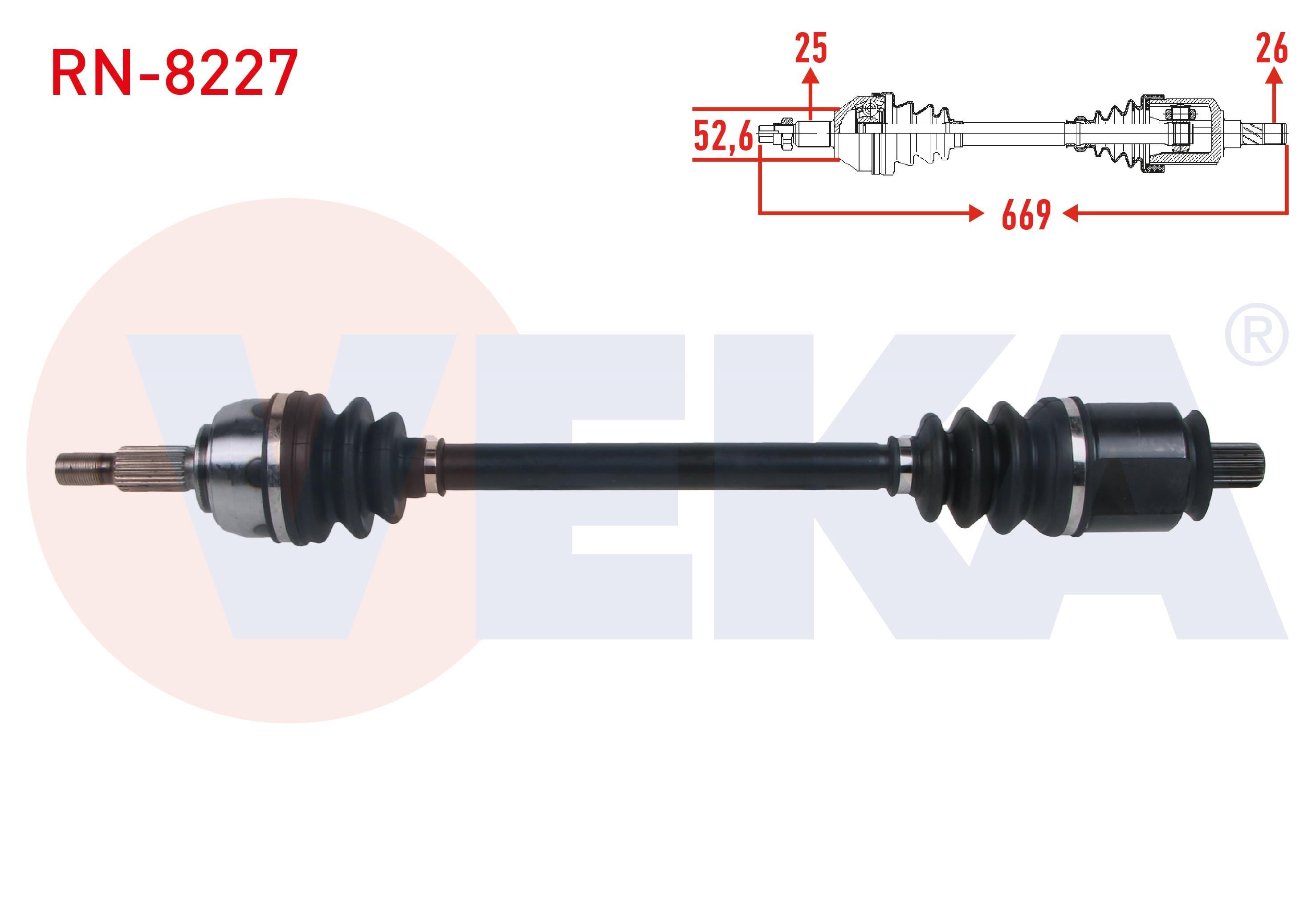 KOMPLE AKS SOL ON UZUNLUK 669mm RENAULT SCENIC II 1.6i 16v A-T 2003-2009 / GRAND SCENIC II 1.6i 16v A-T 2004-2009