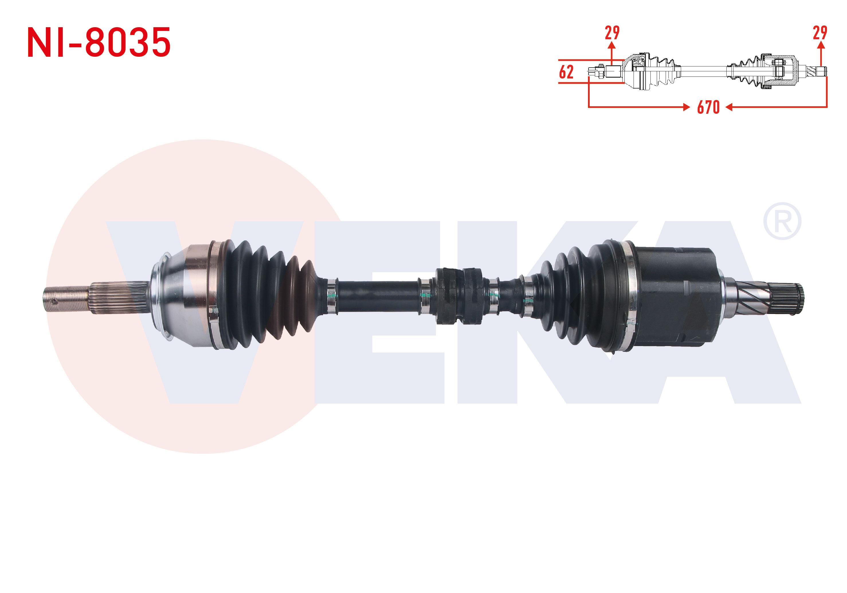 KOMPLE AKS SOL ON UZUNLUK 670mm NISSAN QASHQAI (J11) 1.6 DCI A-T 2014- / RENAULT KADJAR 1.6 DCI A-T 2015-