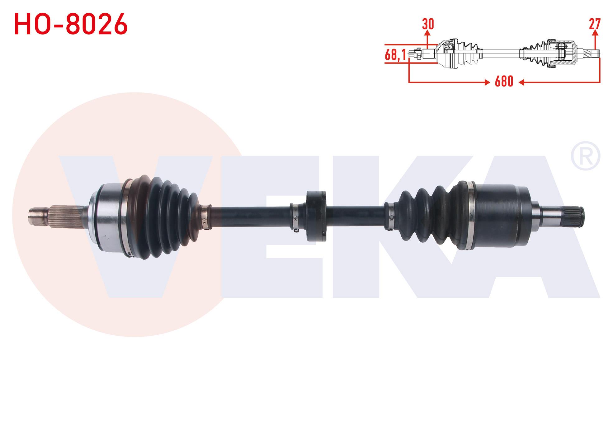 KOMPLE AKS SOL ON UZUNLUK 680mm HONDA ACCORD VIII (CU) 2.0 I-VTEC 2008-2015