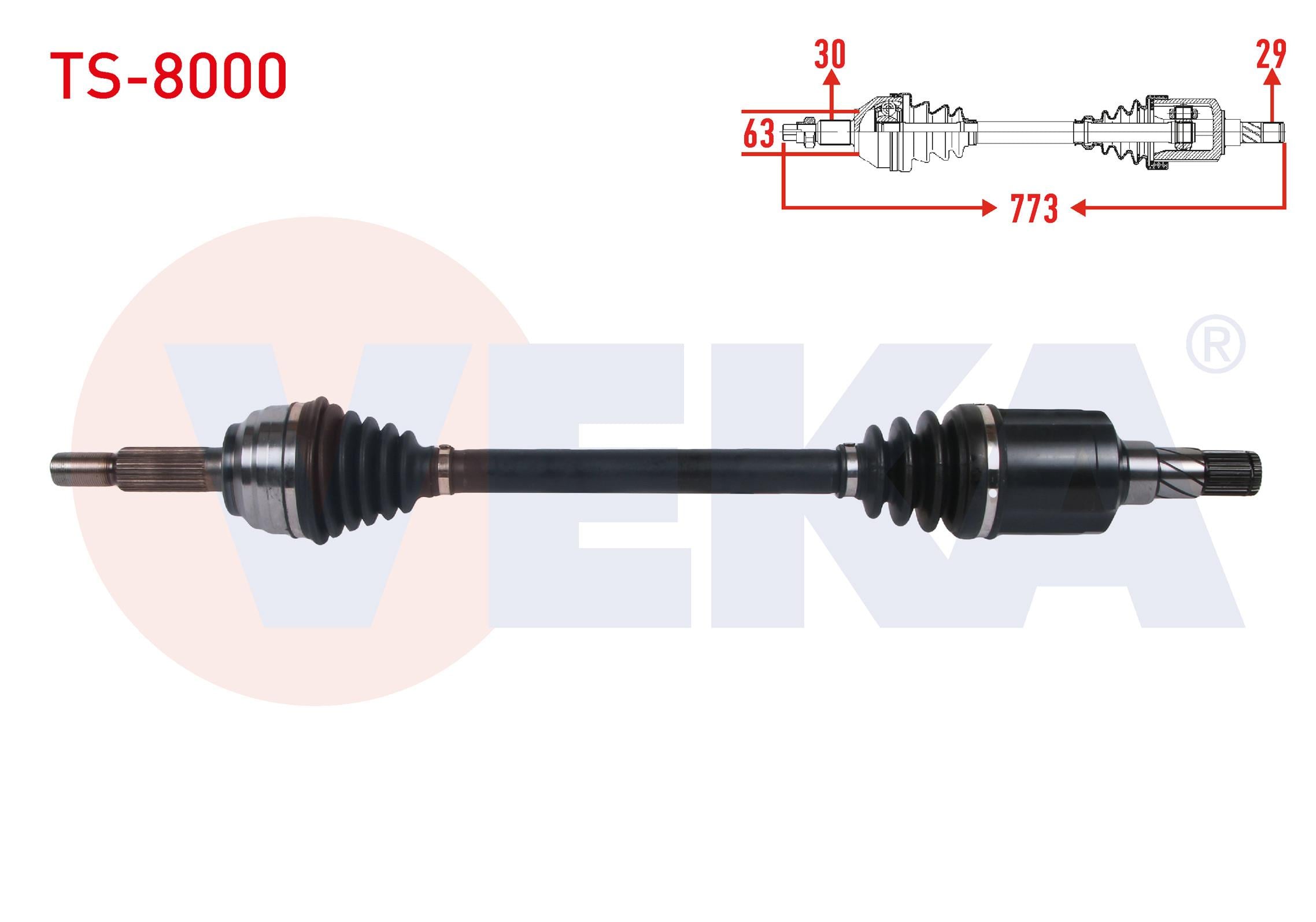 KOMPLE AKS SOL ON UZUNLUK 773mm TESLA MODEL S 2012-