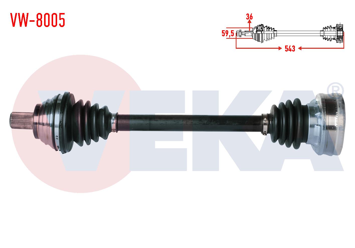KOMPLE AKS SOL ON VOLKSWAGEN GOLF V (1K1) 1.6i UZUNLUK 543mm 2003-2009