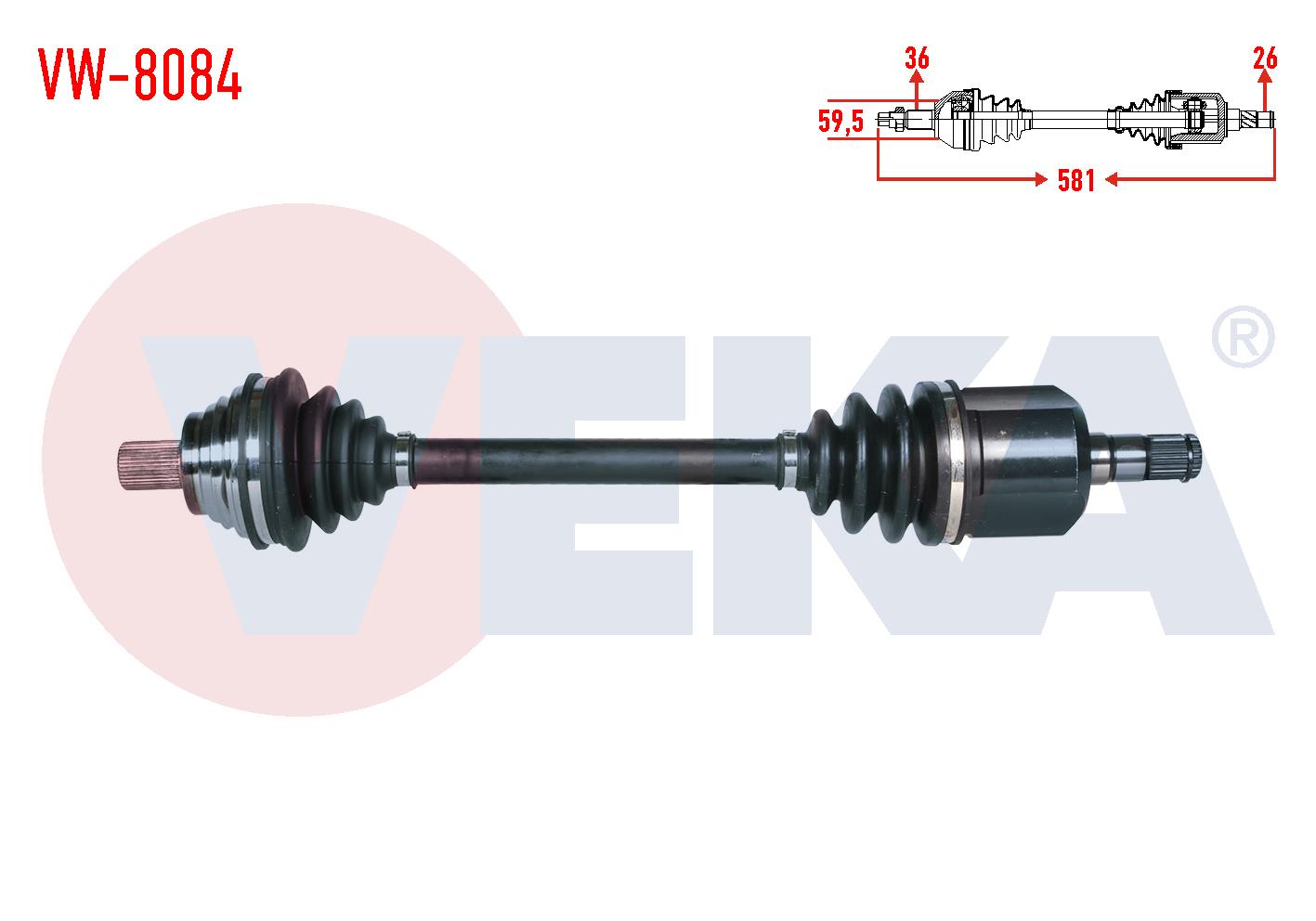 KOMPLE AKS SOL ON VOLKSWAGEN GOLF V (1K1) 1.6i A-T 6 ILERI UZUNLUK 581mm 2003-2009