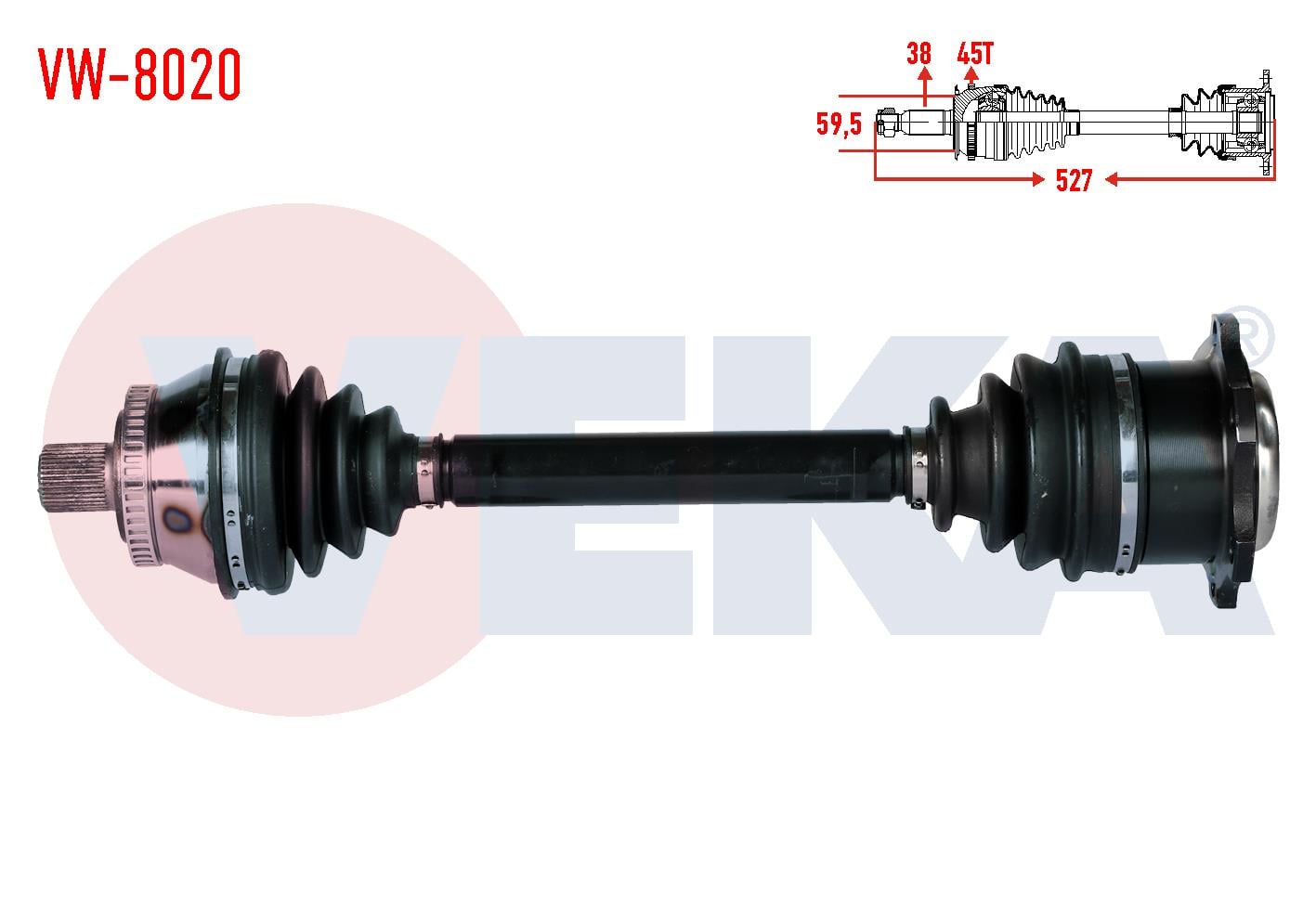 KOMPLE AKS SOL ON VOLKSWAGEN PASSAT (3B2) 1.9 TDI ABSLI 45 DIS UZUNLUK 527mm 1996-2000