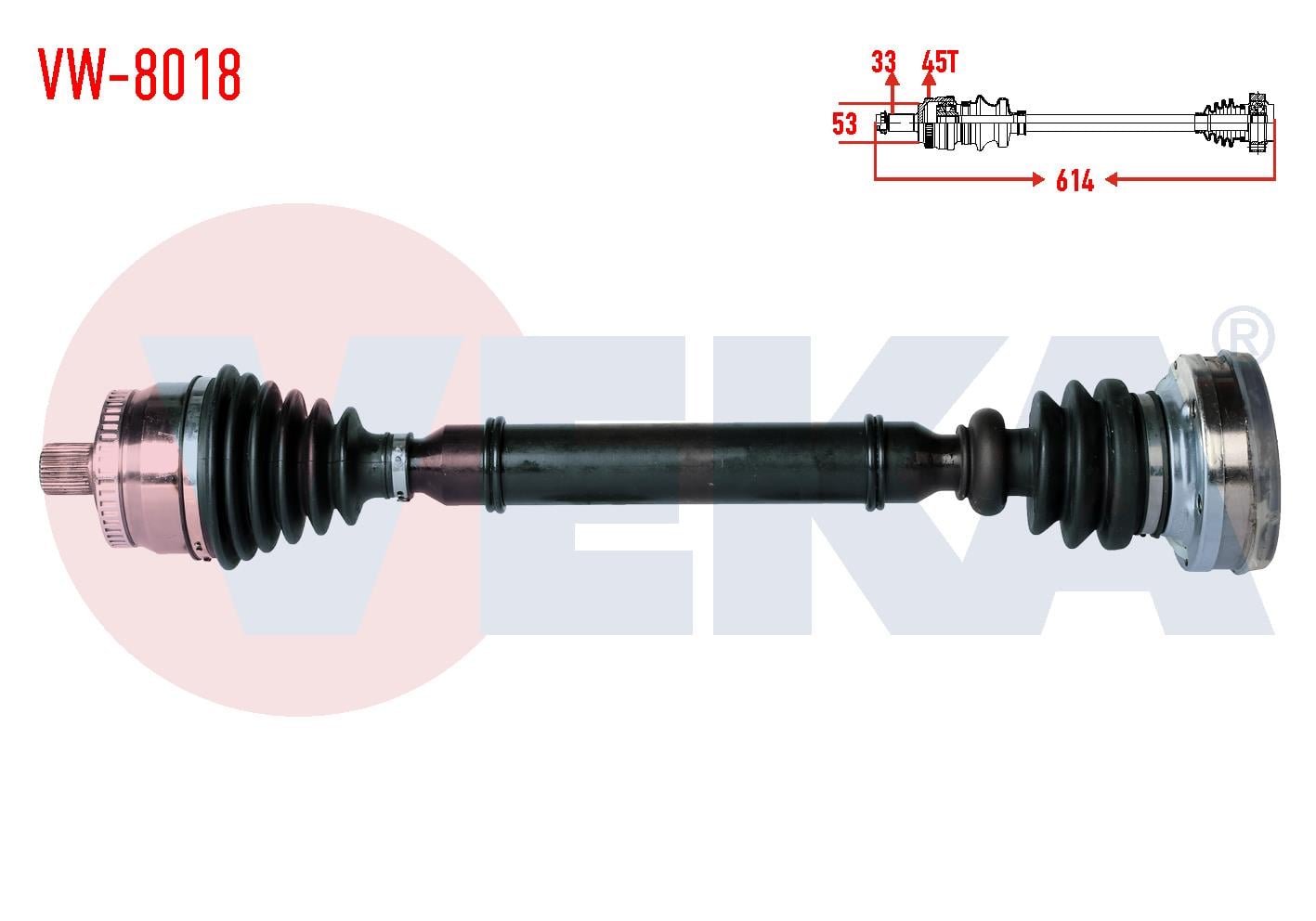 KOMPLE AKS SOL ON VOLKSWAGEN PASSAT (3B2) 1.8 T ABSLI 45 DIS UZUNLUK 614mm 1996-2000
