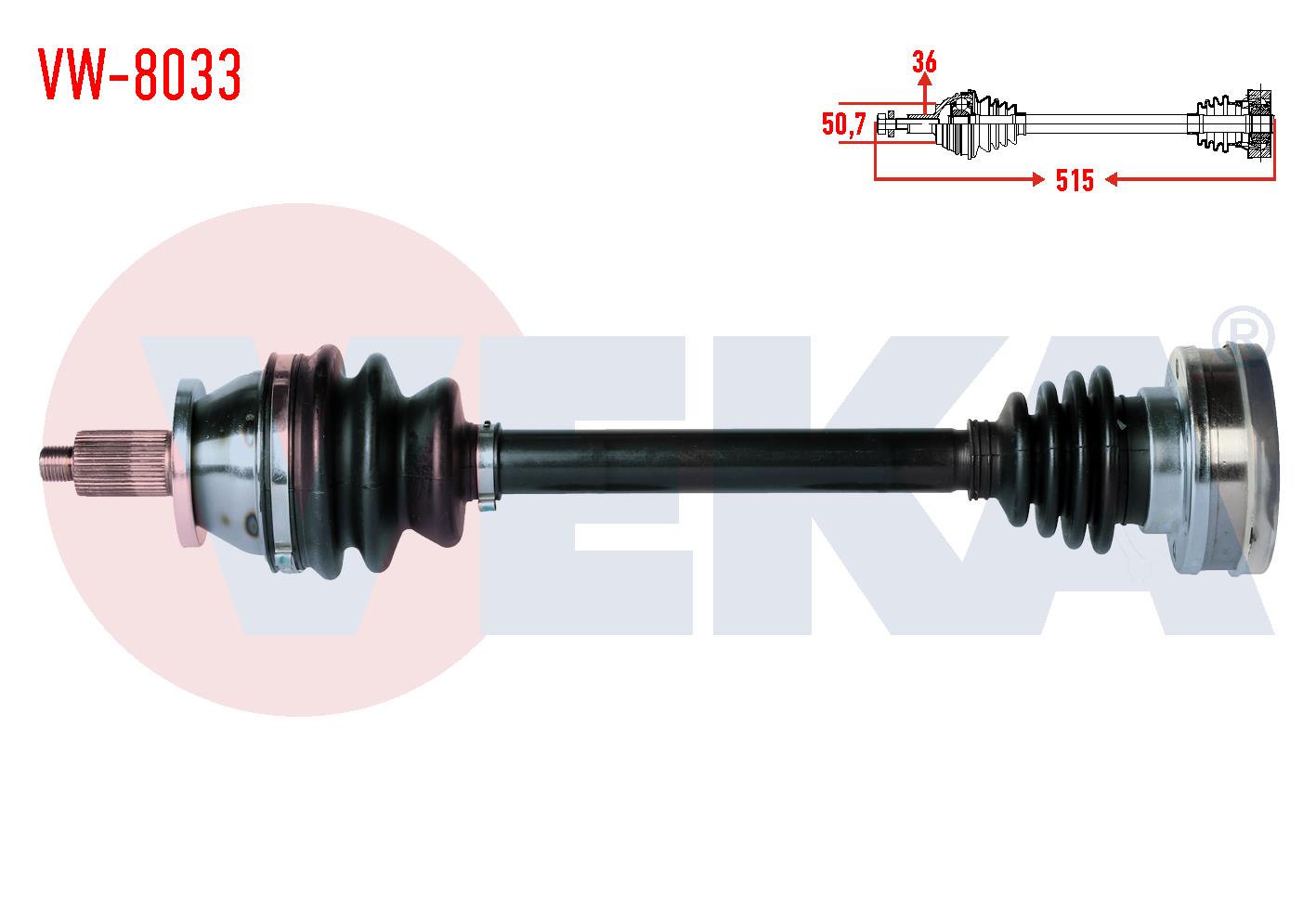 KOMPLE AKS SOL ON VOLKSWAGEN POLO (6R,6C) 1.4 M-T UZUNLUK 515mm 2009-