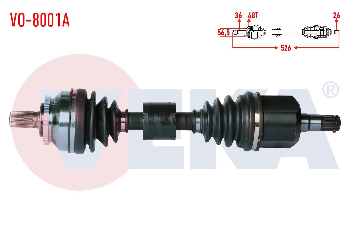 KOMPLE AKS SOL ON VOLVO S60 2.0 T A-T ABSLI 48 DIS UZUNLUK 526 mm 2000-2010