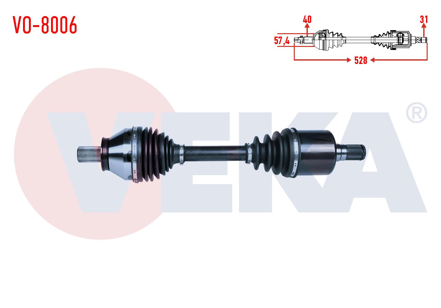 KOMPLE AKS SOL ON VOLVO S60 II 2.0 D3 A-T UZUNLUK 528 2010-
