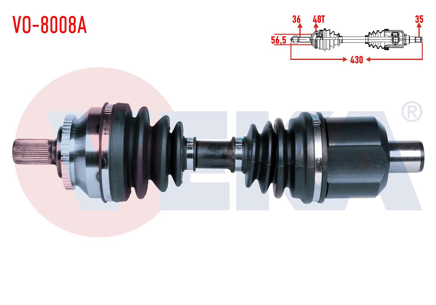 KOMPLE AKS SOL ON VOLVO S80 I (TS, XY) 2.8 T6 A-T ABSLI 48 DIS UZUNLUK 430 1998-2006