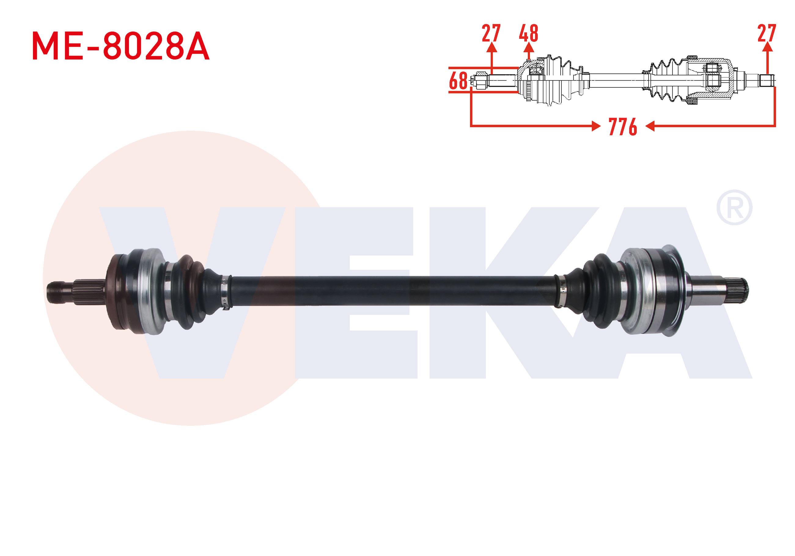 KOMPLE AKS SOL-SAG ARKA ABSLI 48 DIS UZUNLUK 776mm MERCEDES C SERISI (W204) C 180 - C 200 CDI - C 250 CDI - C 320 CDI A-T 2007-2014