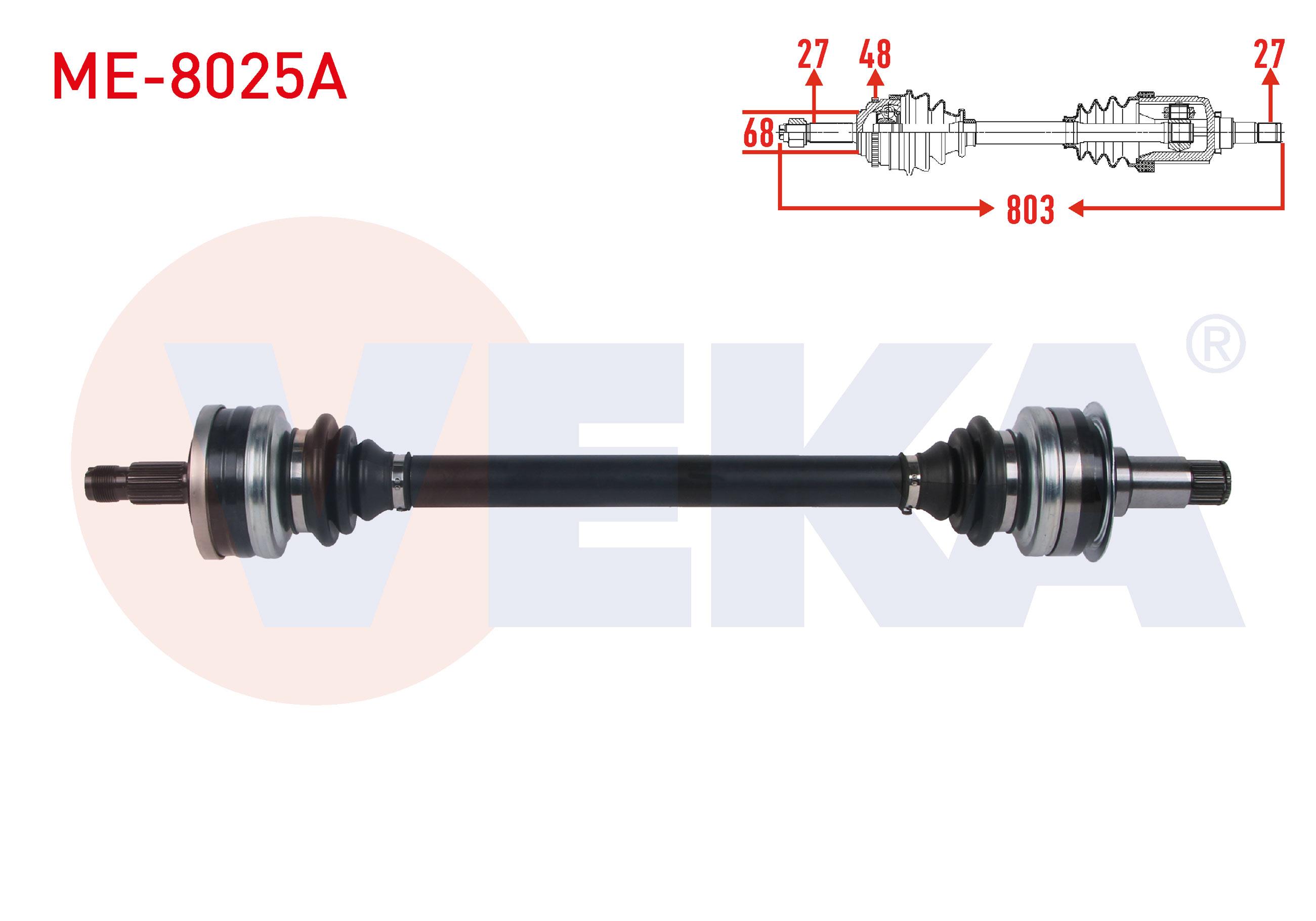 KOMPLE AKS SOL-SAG ARKA ABSLI 48 DIS UZUNLUK 731mm MERCEDES C SERISI (W203) C 180 - C 200 CDI 2000-2006