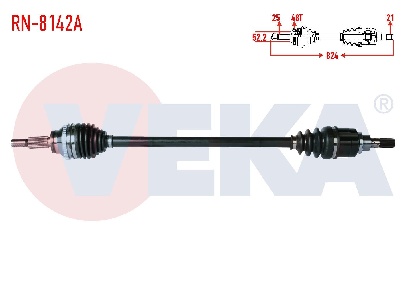 KOMPLE AKS SOL-SAG ARKA DACIA DUSTER 4X4 1.5 DCI ABSLI 48 DIS 25X21 UZUNLUK 824MM 2010-