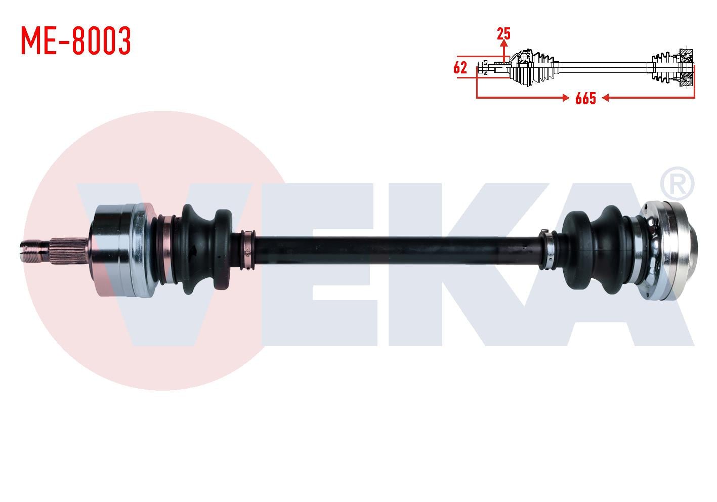 KOMPLE AKS SOL-SAG ARKA MERCEDES E SERISI (W124) E 200 D UZUNLUK 665mm 1993-1995